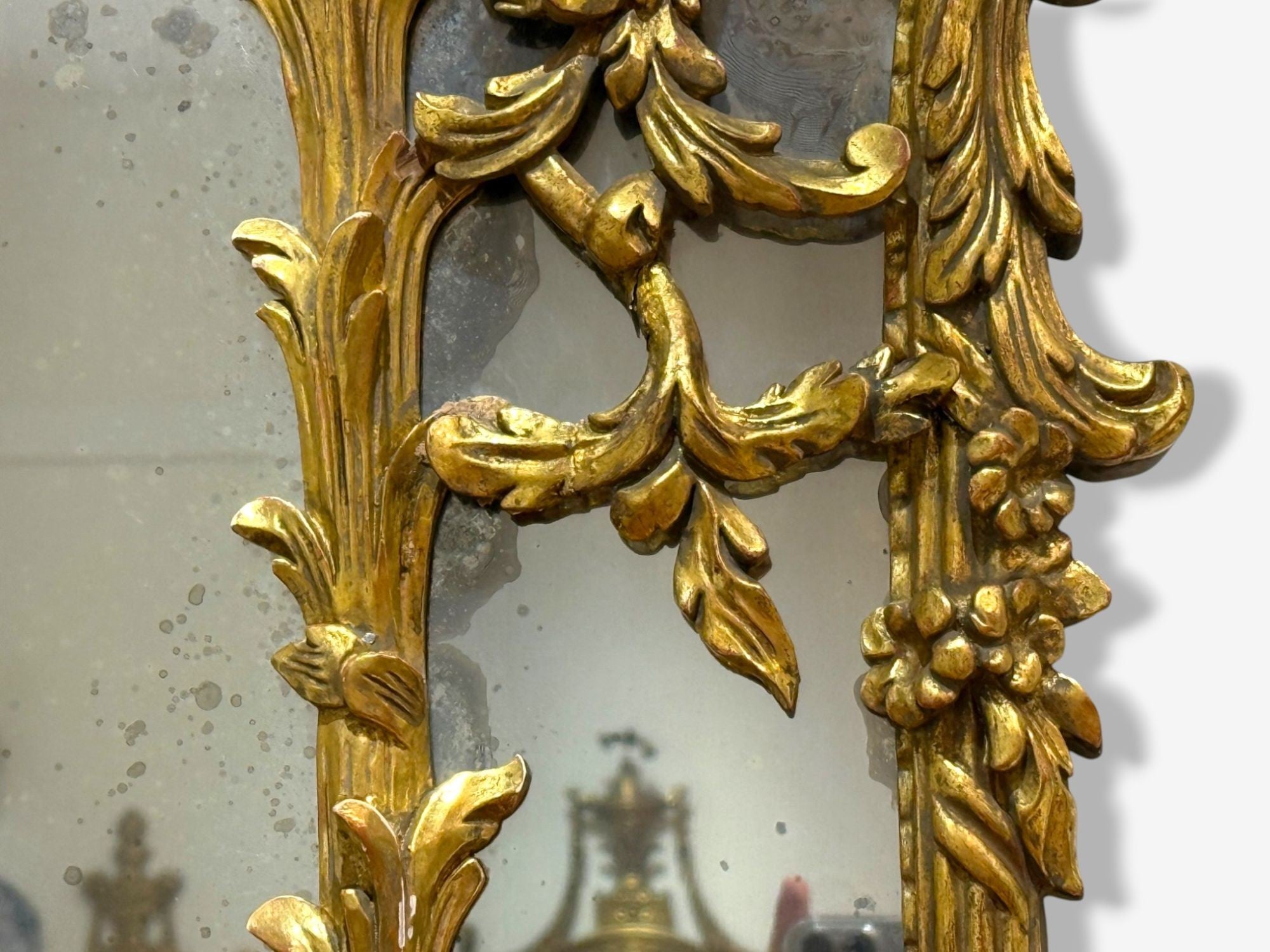 George III Style, Giltwood, Silvered Mirror, Monumental Wall Mirrors, England, 1950s