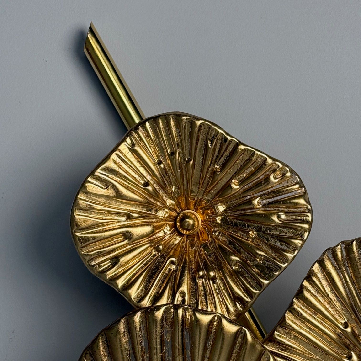 Contemporary, Italian Modern, Flower Sconces, Murano Glass, Gold Leaf, Brass