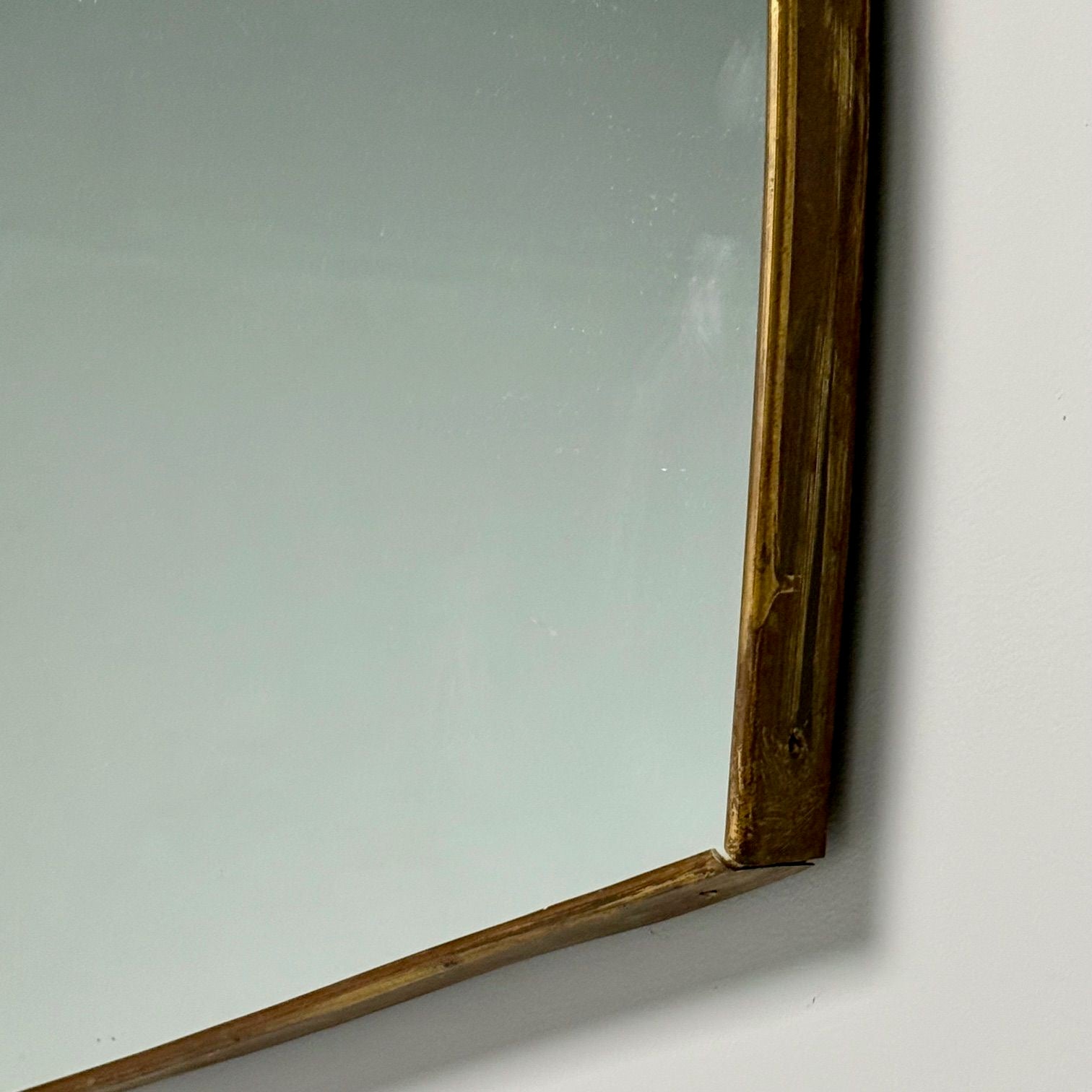 Gio Ponti Attr, Italian Mid-Century Modern, Monumental Wall Mirror, Brass, 1950s