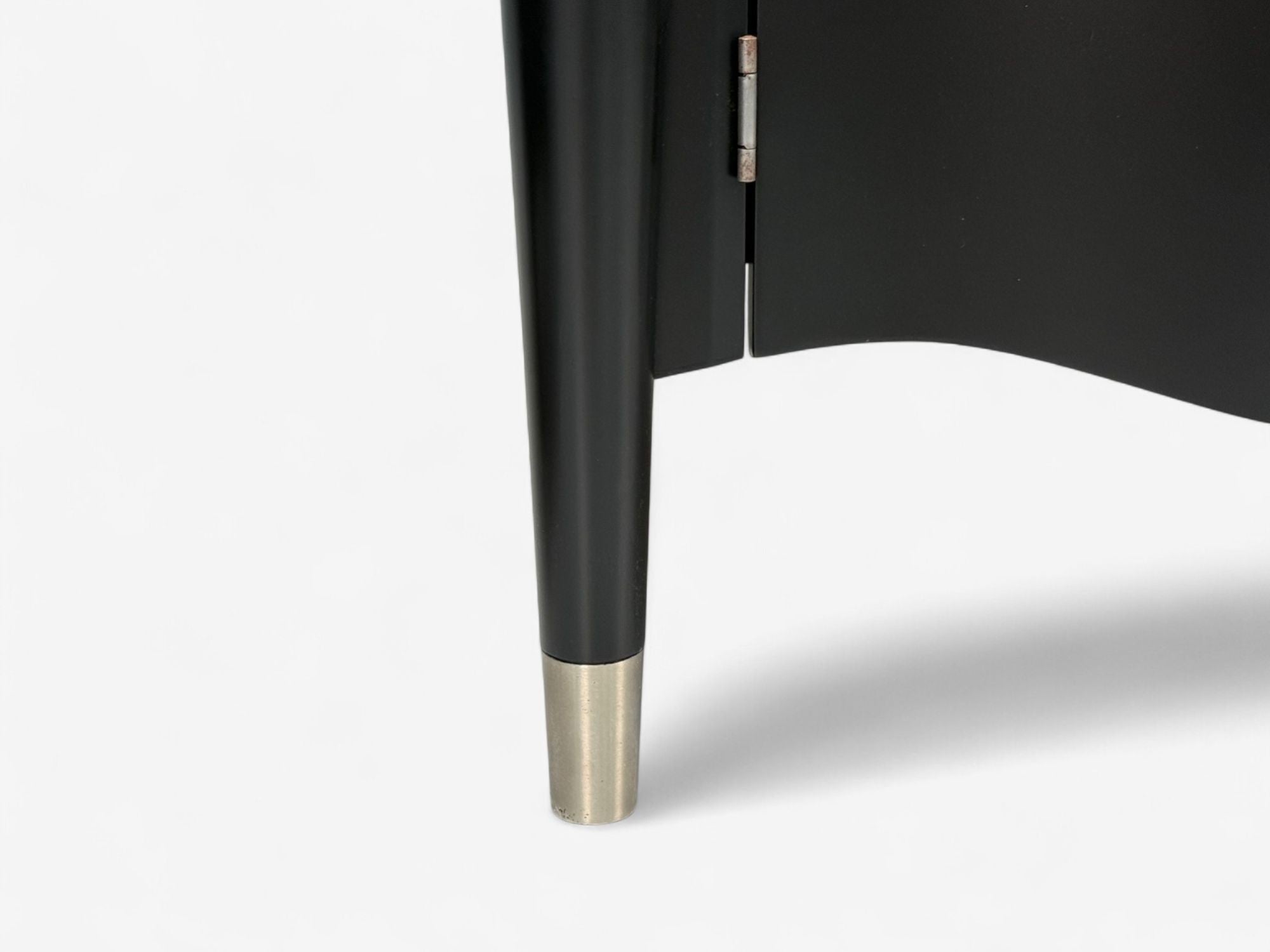 Hollywood Regency, Black Lacquer, Chrome, Nightstands, USA, 1970s