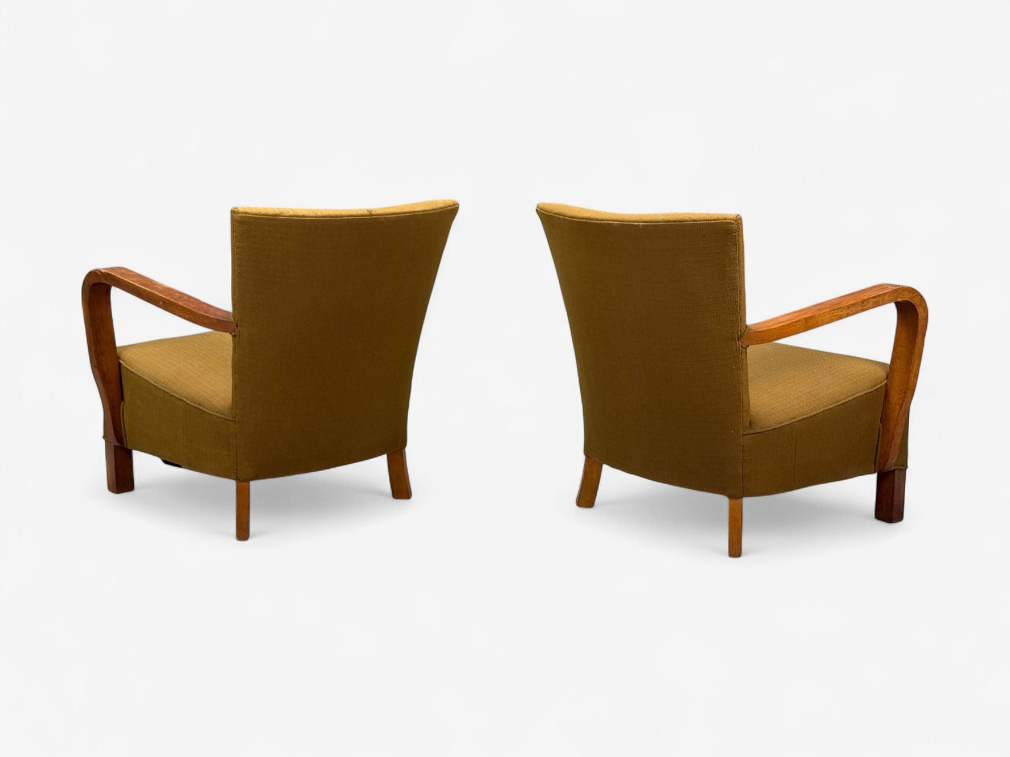 Danish Modern, Bentwood, Fabric, Lounge Chairs, Denmark, 1930s