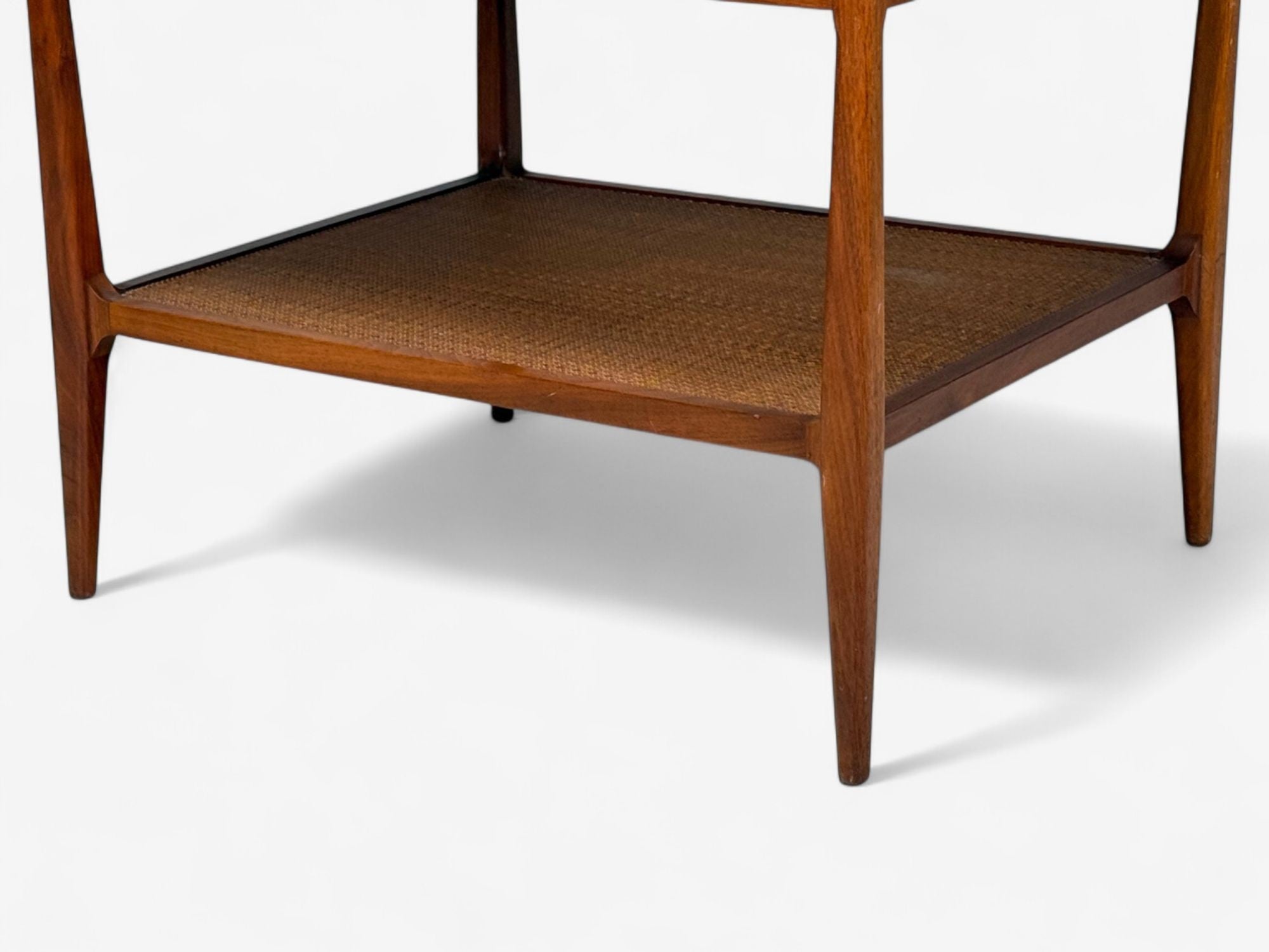 Heritage, American Modern, Walnut, Cane, End Tables, USA, 1960s