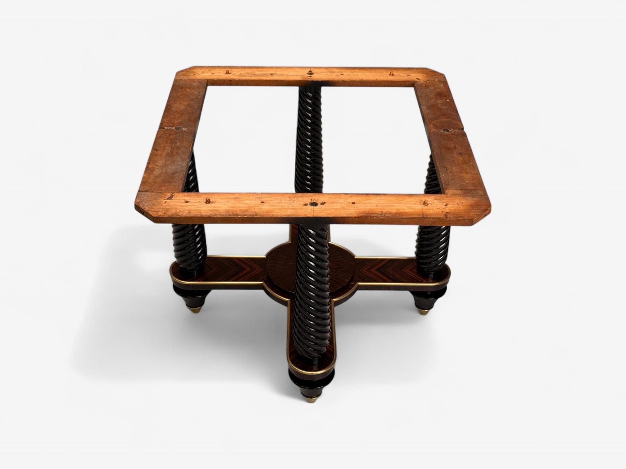 Regency, Macassar, Ebony, Brass Inlay, Center Table, France, 1970s