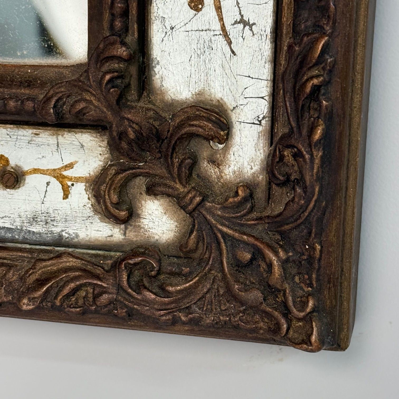 Maison Jansen, Hollywood Regency, Eglomise Wall Mirror, Gesso, Etched Glass