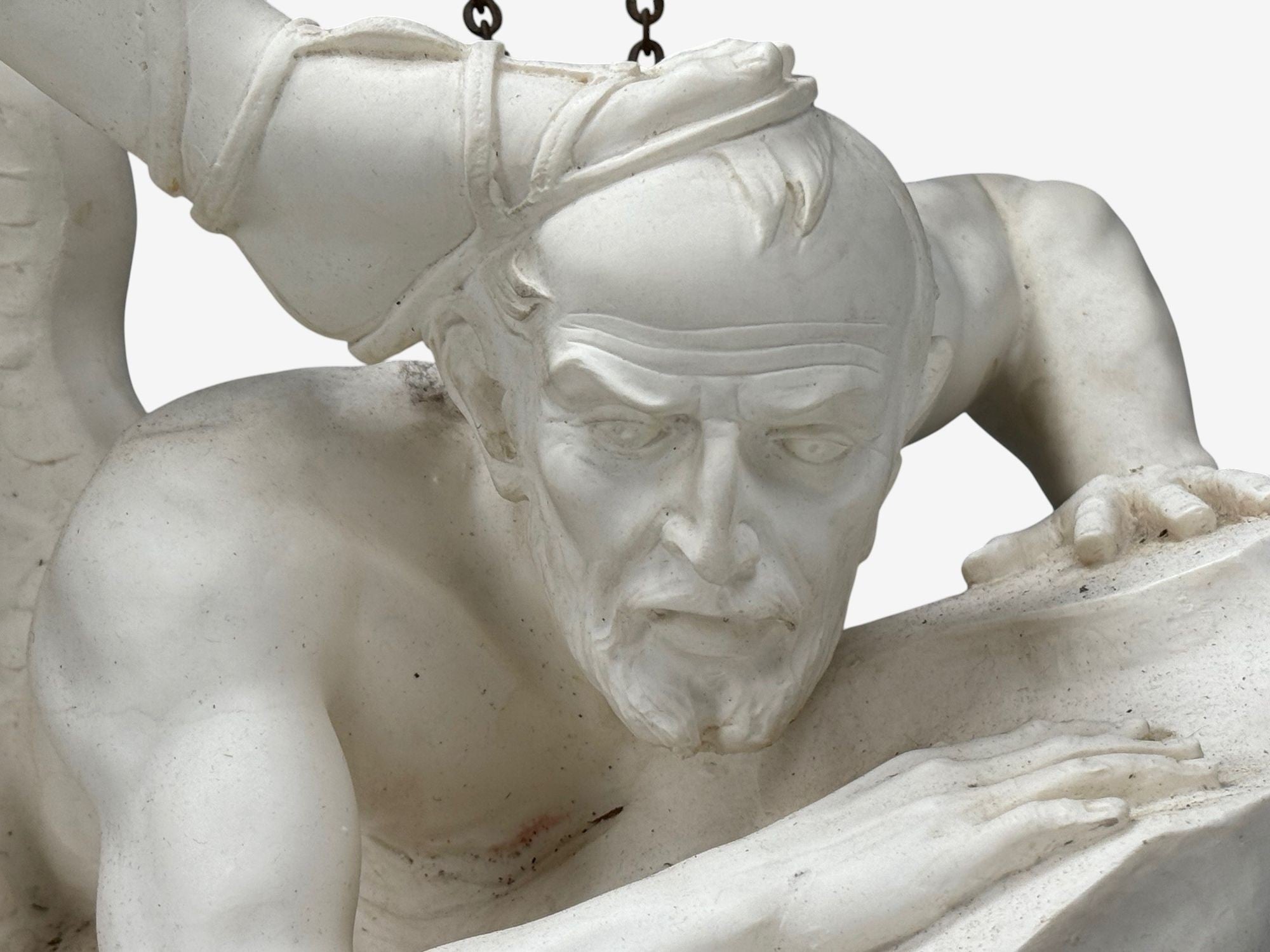 Statue of Saint Michael the Archangel, Composite, Marble Base, Italy, 20th c.