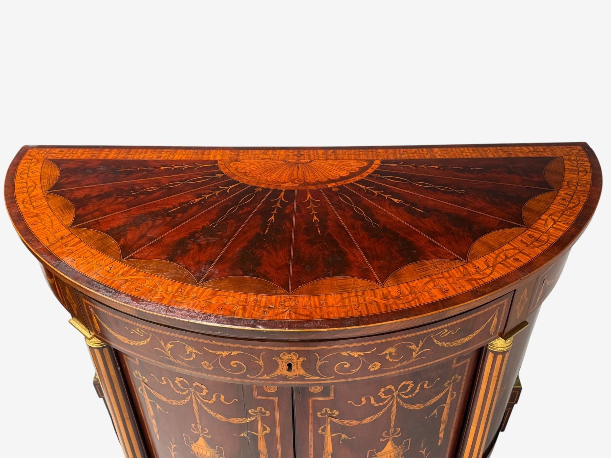 Italian Neoclassical, Marquetry, Satinwood, Demilune Chests, Italy, 19th c.
