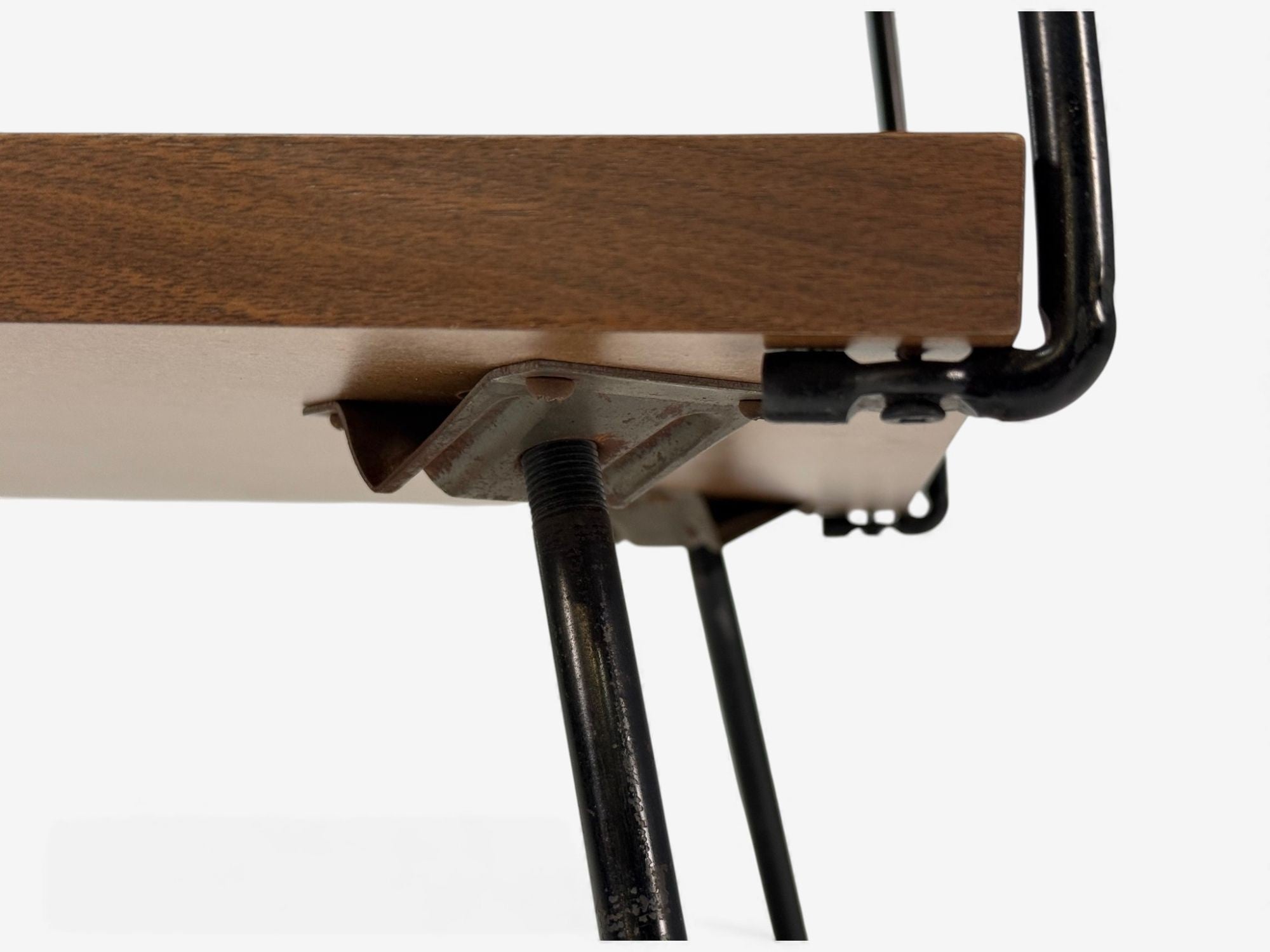 Tony Paul Style, Lacquered Iron, Walnut, Side Tables, USA, 1960s