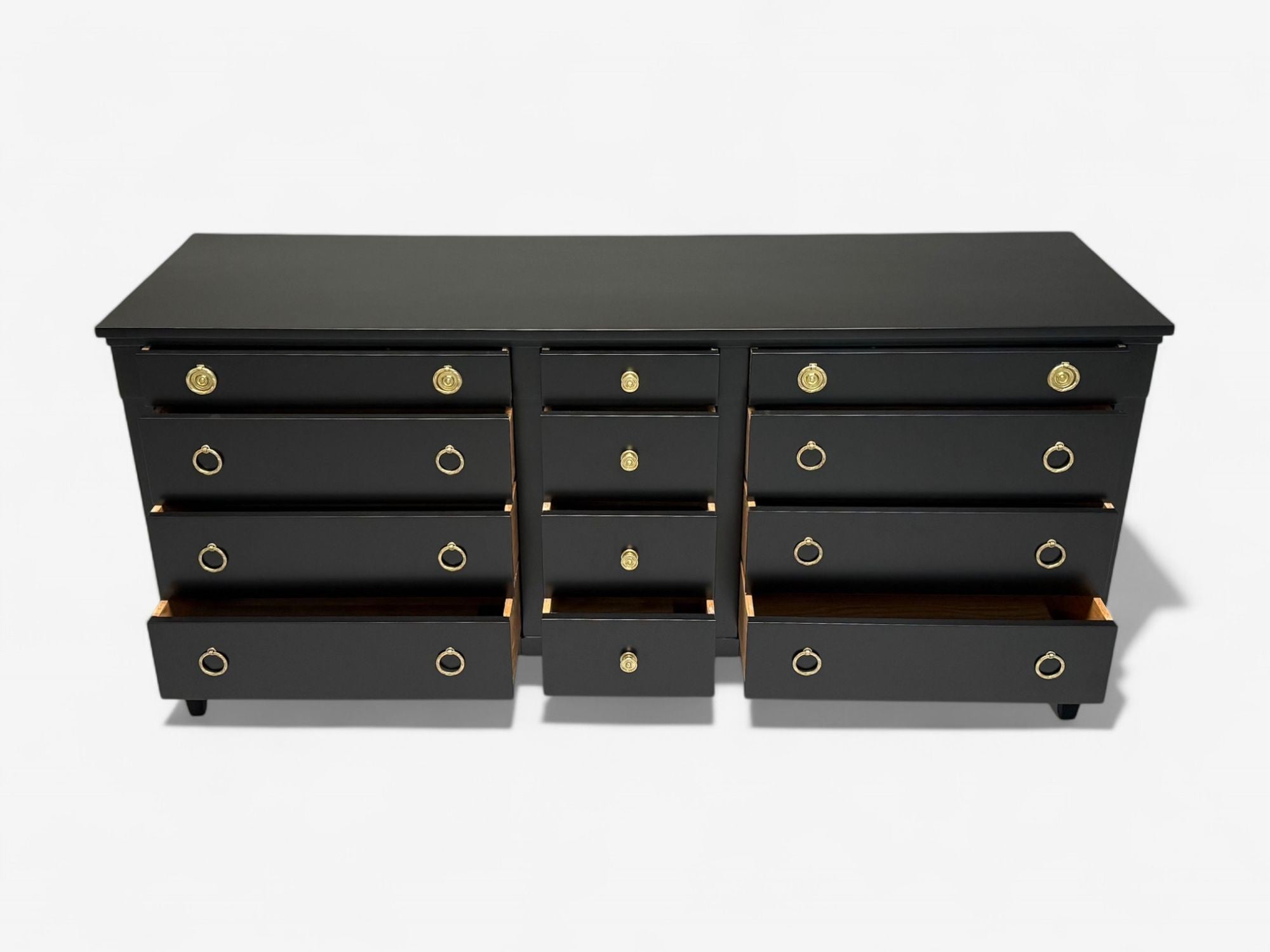 Charak, Hollywood Regency Style, Dresser, Black Painted Wood, Brass, USA, 1962