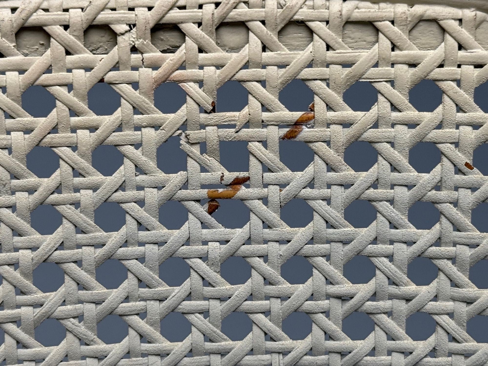 Louis XVI Style, Barrel Back Occasional Chair, Cream Painted Wood, Cane, 1960s