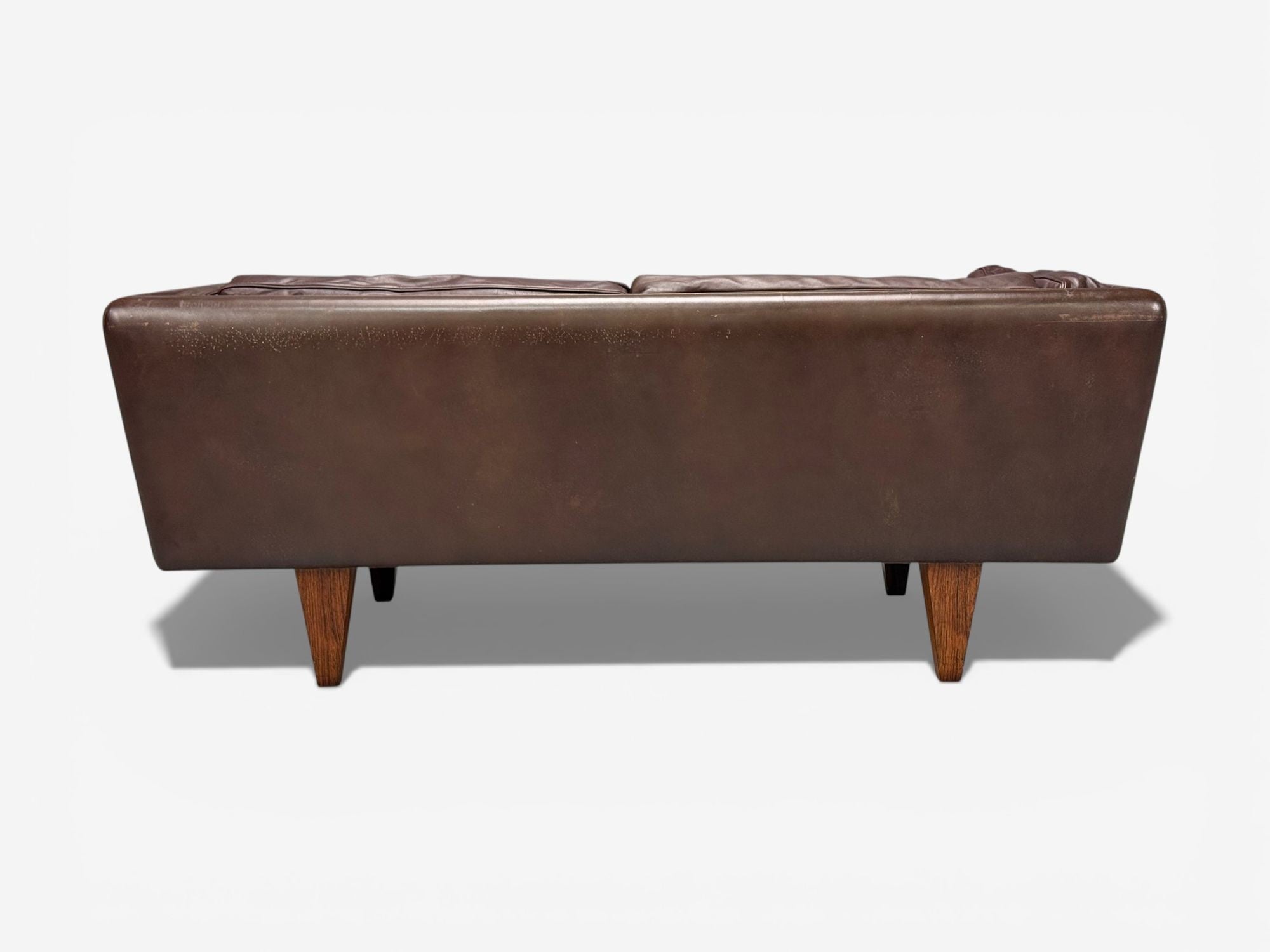 Illum Wikkelsø, Settee, Brown Leather, Rosewood, Denmark, 1960s