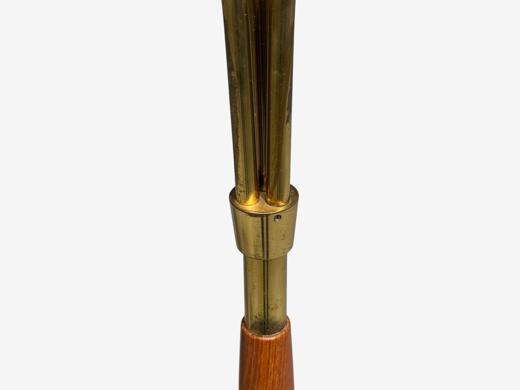 Swedish Modern, Adjustable Floor Lamp, Wood, Metal, Fabric, Sweden, 1950s