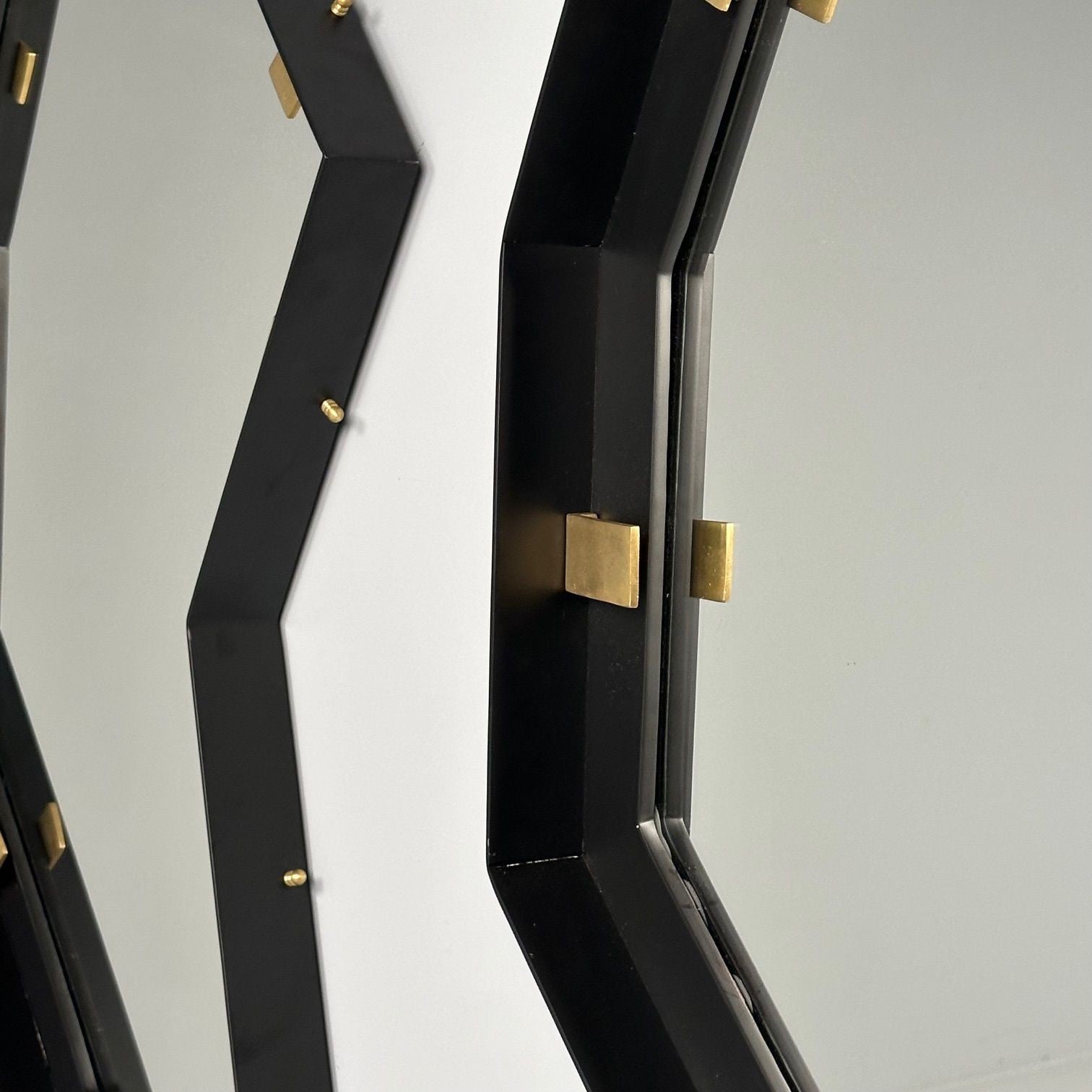 Contemporary, Industrial Modern, Angular Wall Mirrors, Steel, Brass