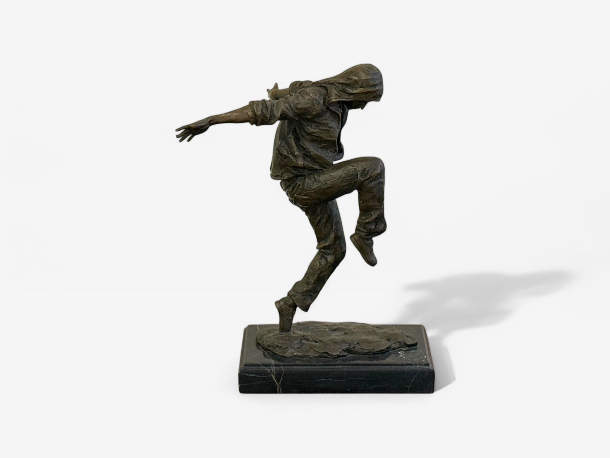 Mid-Century Modern, Bronze, Table-Top Sculpture, Break-dancer Statue, USA, 1980s