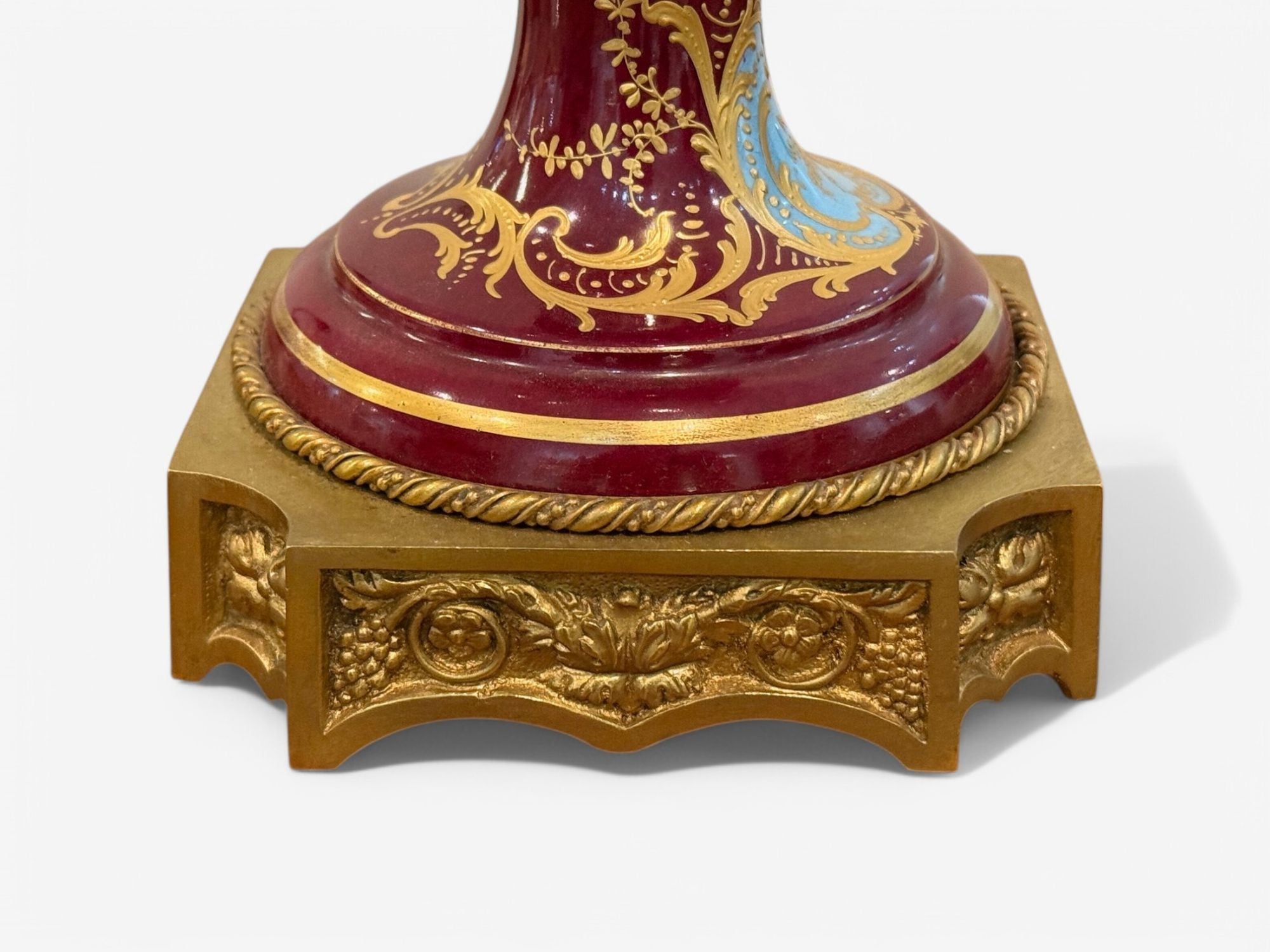 Sevres, Porcelain, Gilt Metal, Vase with Cherub and Maiden, France, 19th C.