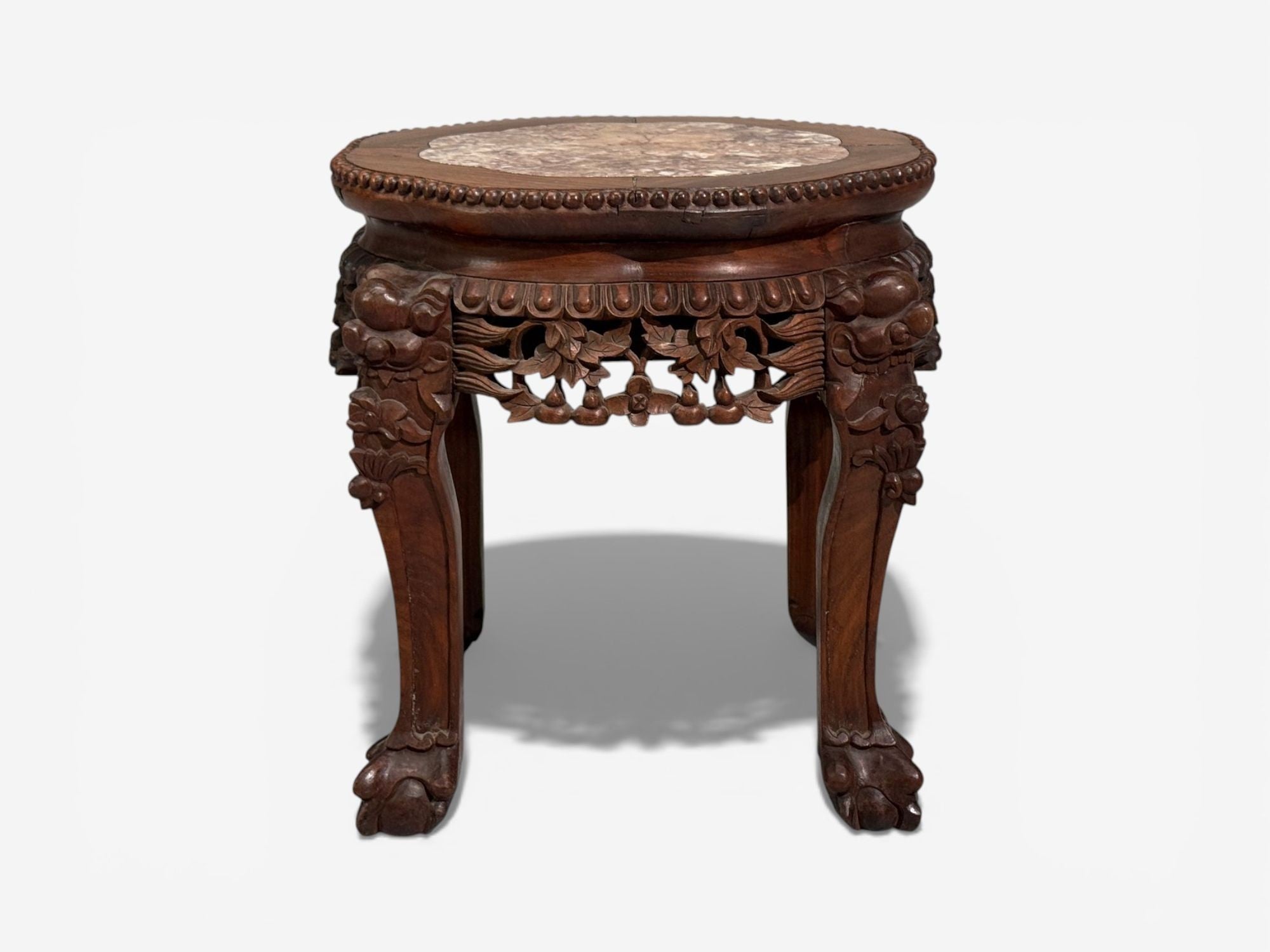 Chinese Export, Low Occasional Tables, Hardwood, Marble, China, 19th c.