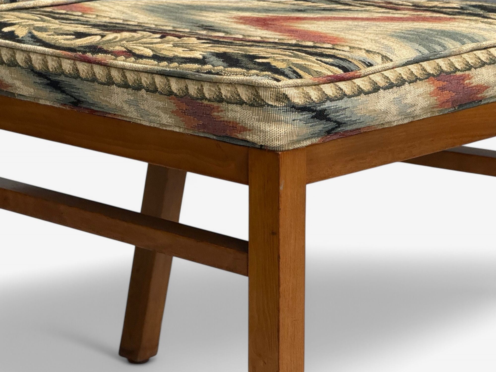 T.H. Robsjohn-Gibbings, Walnut, Scalamandre Fabric, Dining Chairs, USA, 1950s