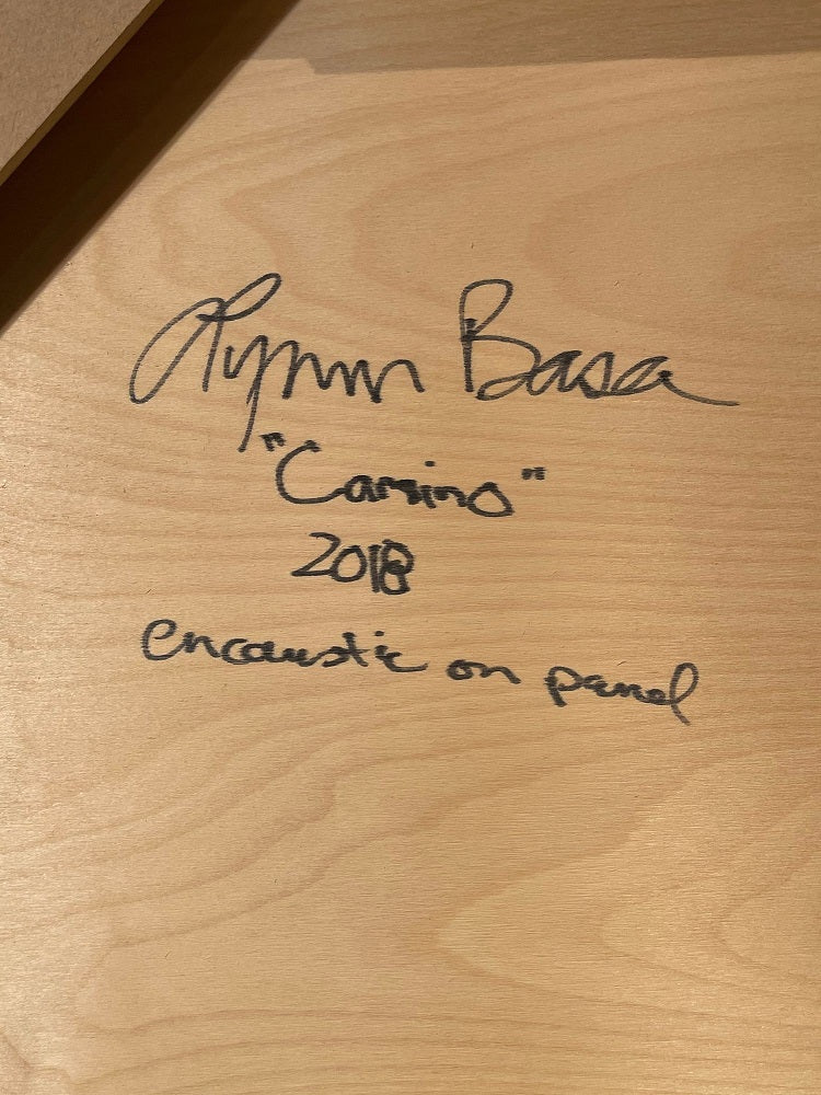 Lynn Basa Encaustic Black and White Stripe Panel "Camino", 2018