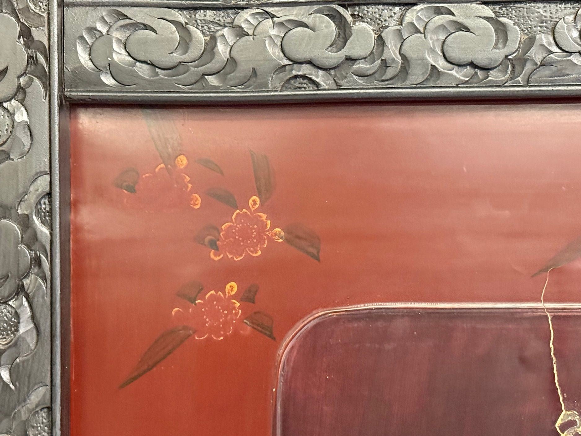 Shibayama Art, Meiji Era, Ebonized Wood, Lacquer, Two Panel Screen, Japan, 1890s