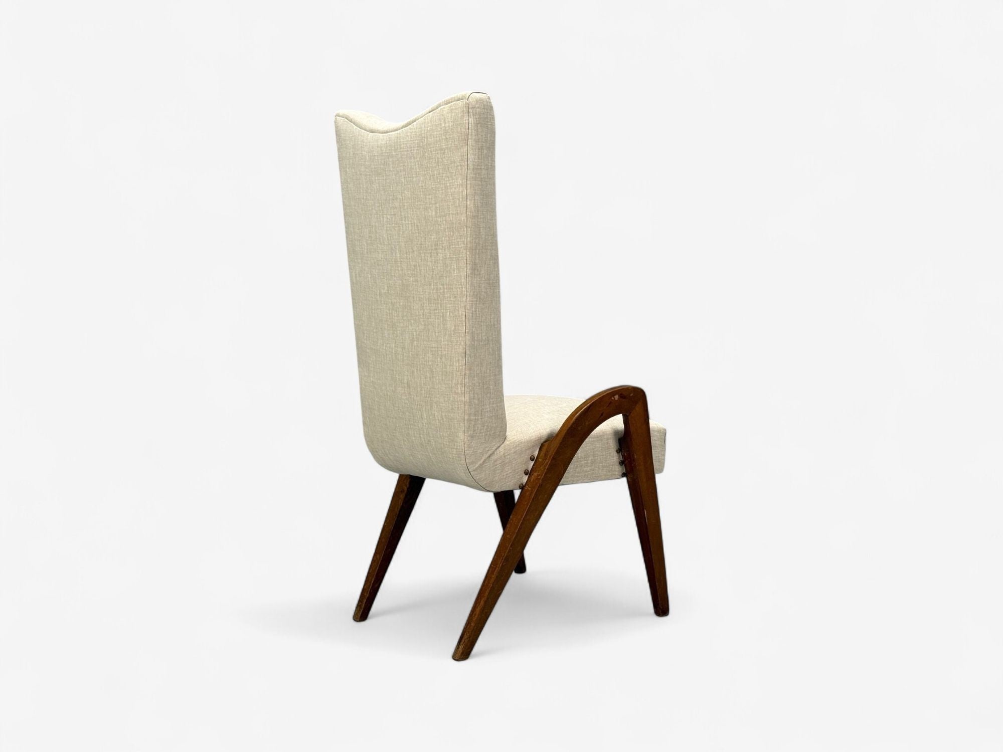 Malatesta & Masson, Beige Fabric, Wood, Occasional Chairs, Italy, 1950s