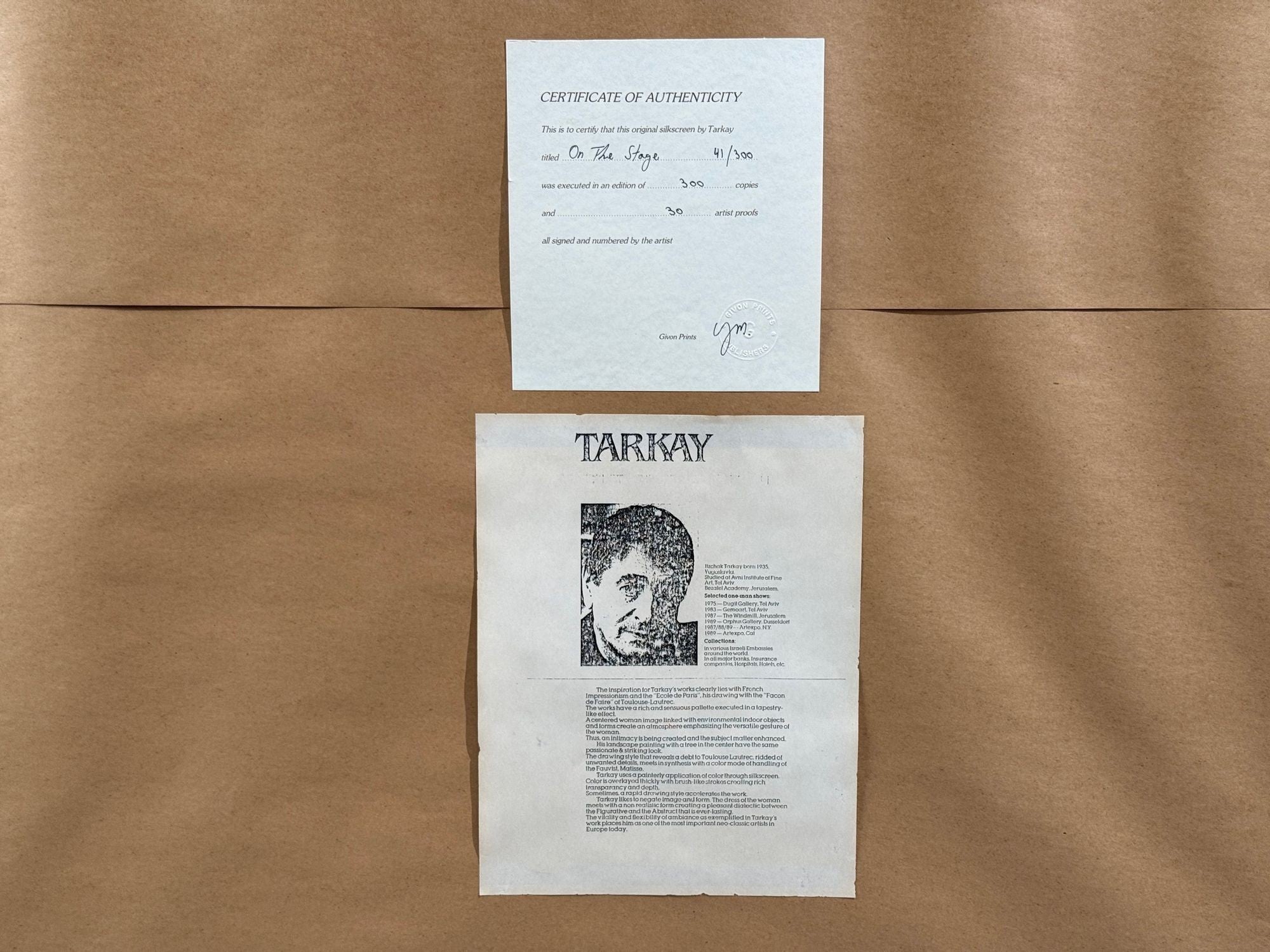 Itzchak Isaac Tarkay, Fauvism, "On the Stage" Signed and Numbered Silkscreen, 20th c.