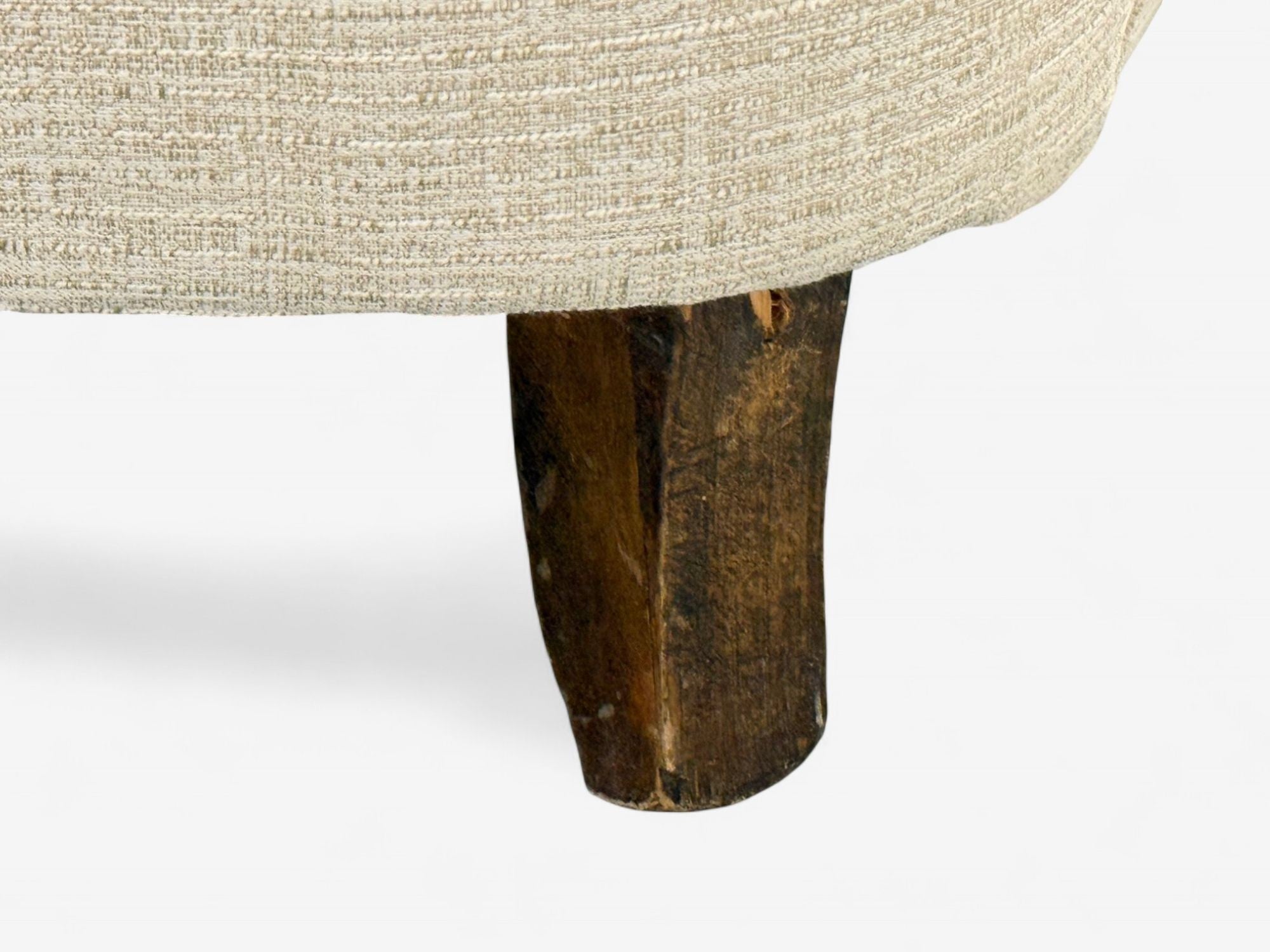 Italian Modern, Stained Wood, Beige Tweed Fabric, Club Chairs, Italy, 1940s