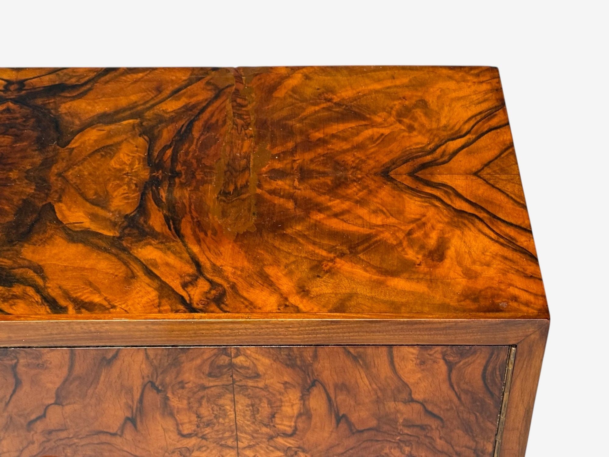 Emilio Lancia attr., Italian Modern, Walnut Root, Brass, Commode, Italy, 1930s