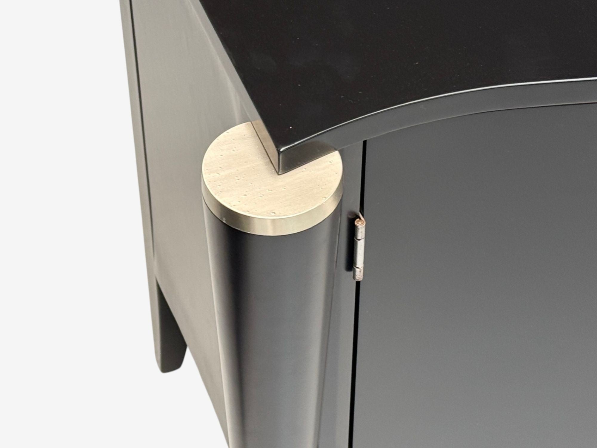 Hollywood Regency, Black Lacquer, Chrome, Nightstands, USA, 1970s