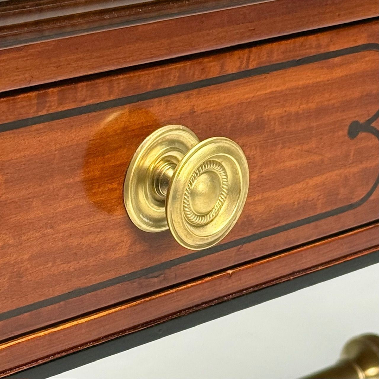 Kittinger, English Regency, Campaign Desk, Rosewood, Satinwood, Brass, USA 1950s