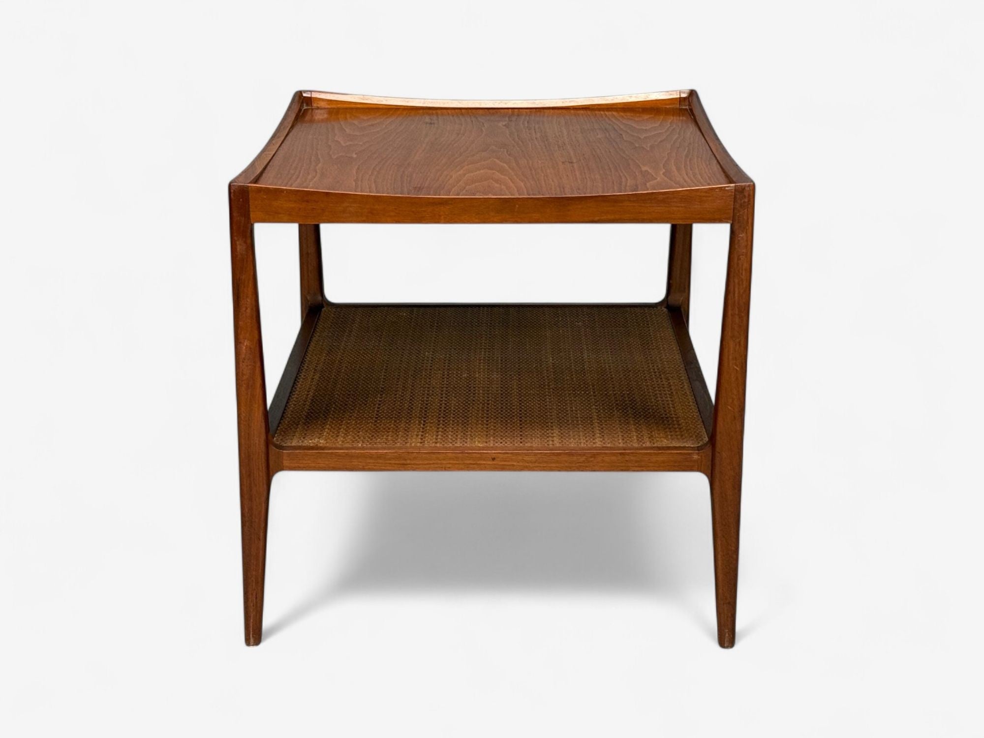Heritage, American Modern, Walnut, Cane, End Tables, USA, 1960s