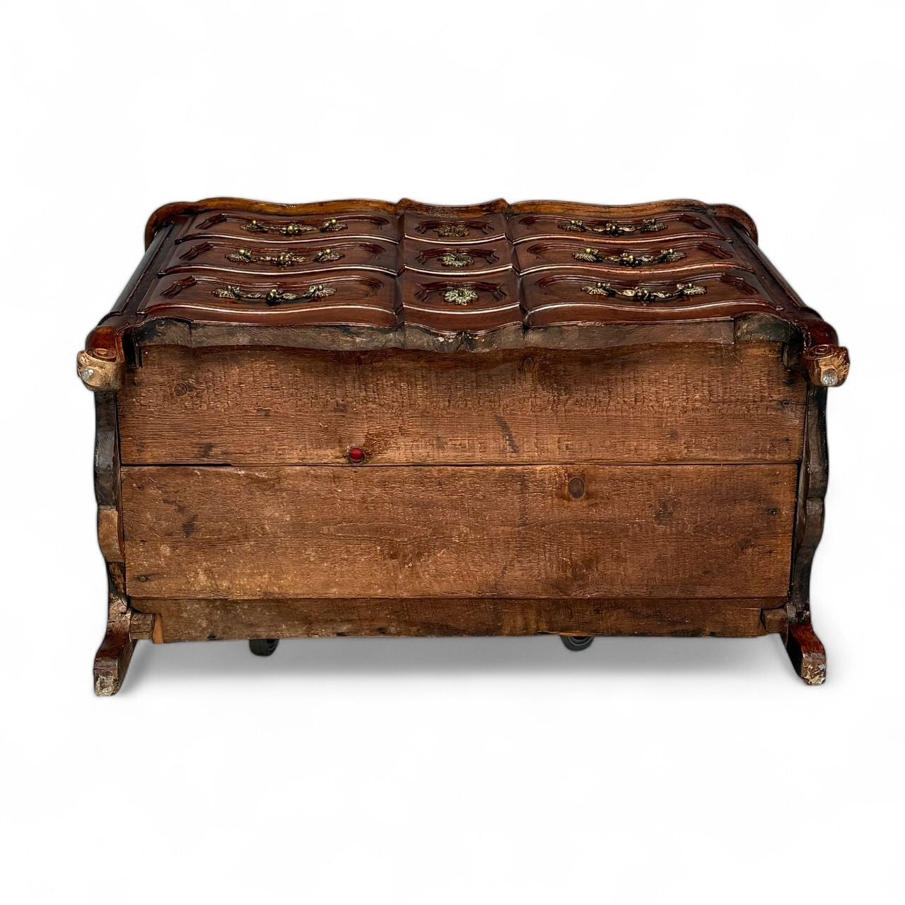 Baroque, French Louis XV, Provincial Cabinet, Walnut, Patinated Brass, 18th C.