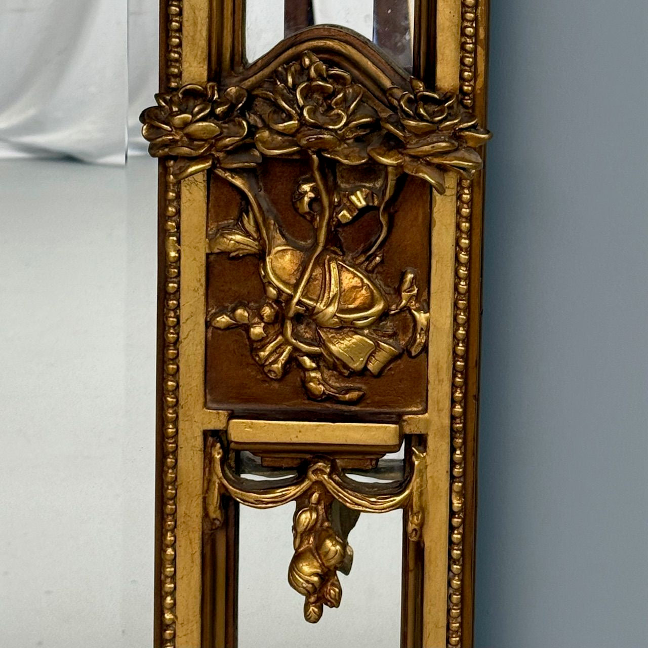 Louis XVI Style, Large Wall or Floor Mirrors, Giltwood, Gesso, Europe, 19th C.