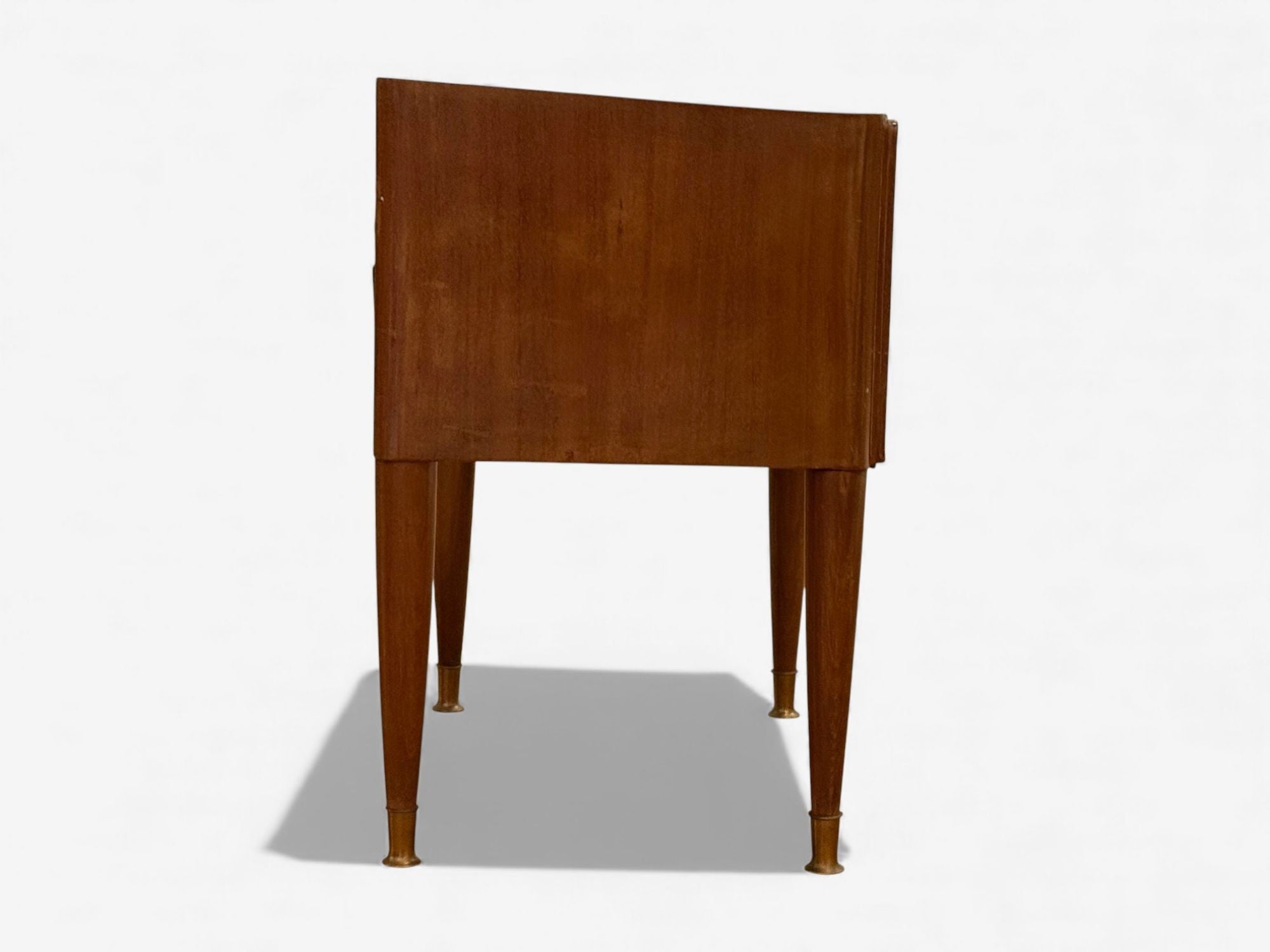 Italian Modern, Stained Wood, Brass, Glass, Nightstands, Italy, 1950s