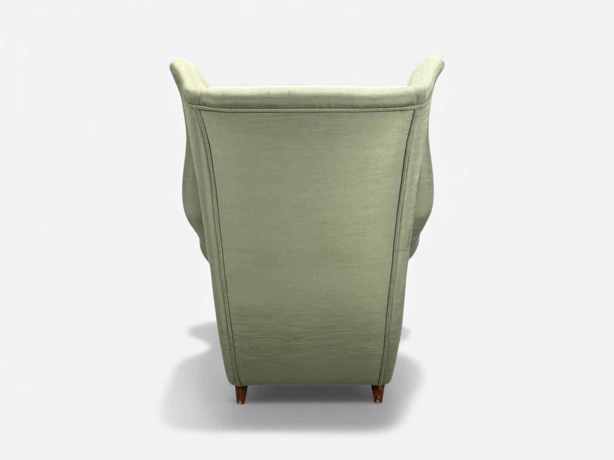Melchiorre Bega, Green Fabric, Wood, Lounge Chair, Italy, 1950s