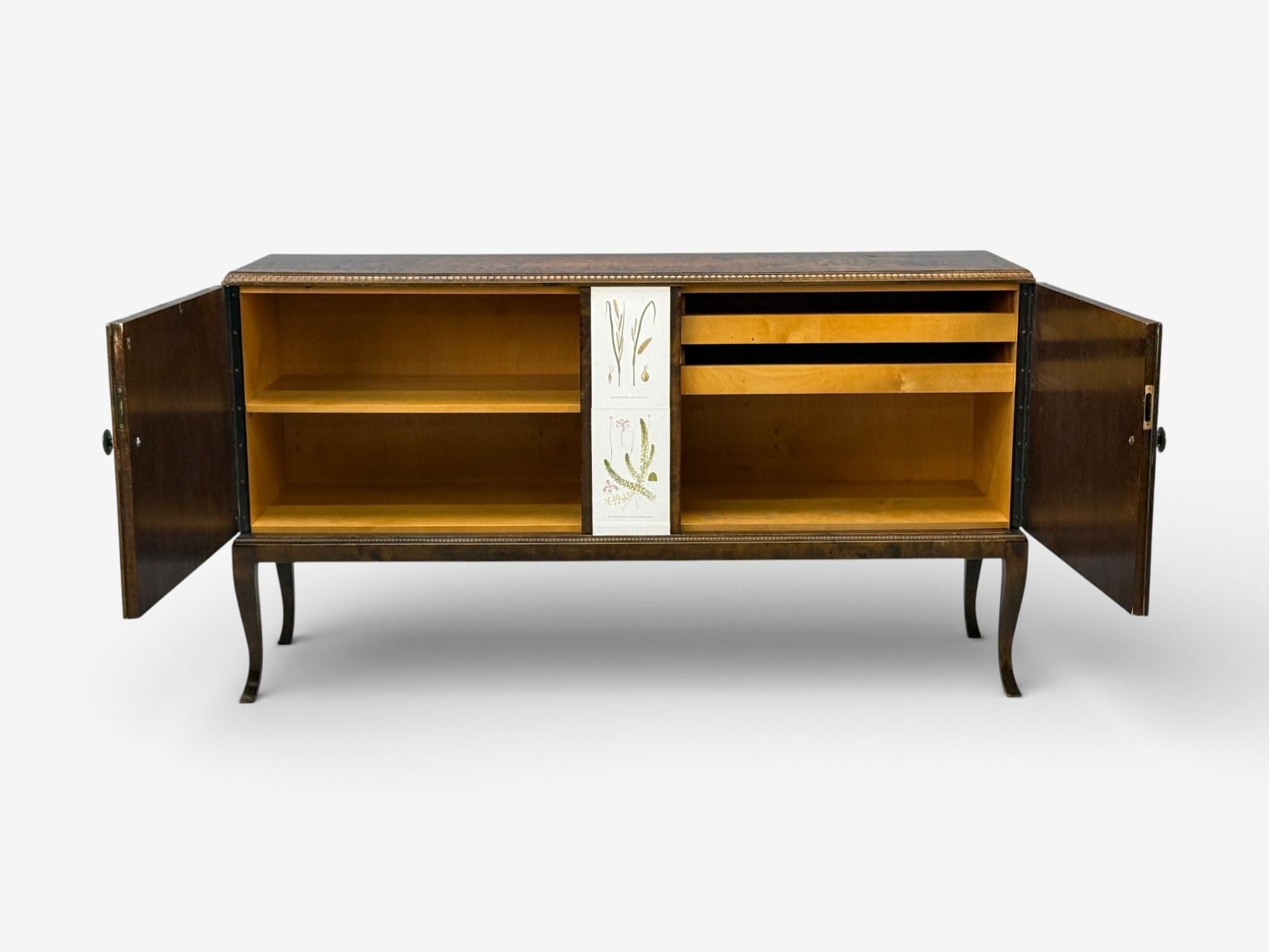 Swedish Modern, Nordens Flora Credenza, Wallpaper, Birch, Sweden, 1940s