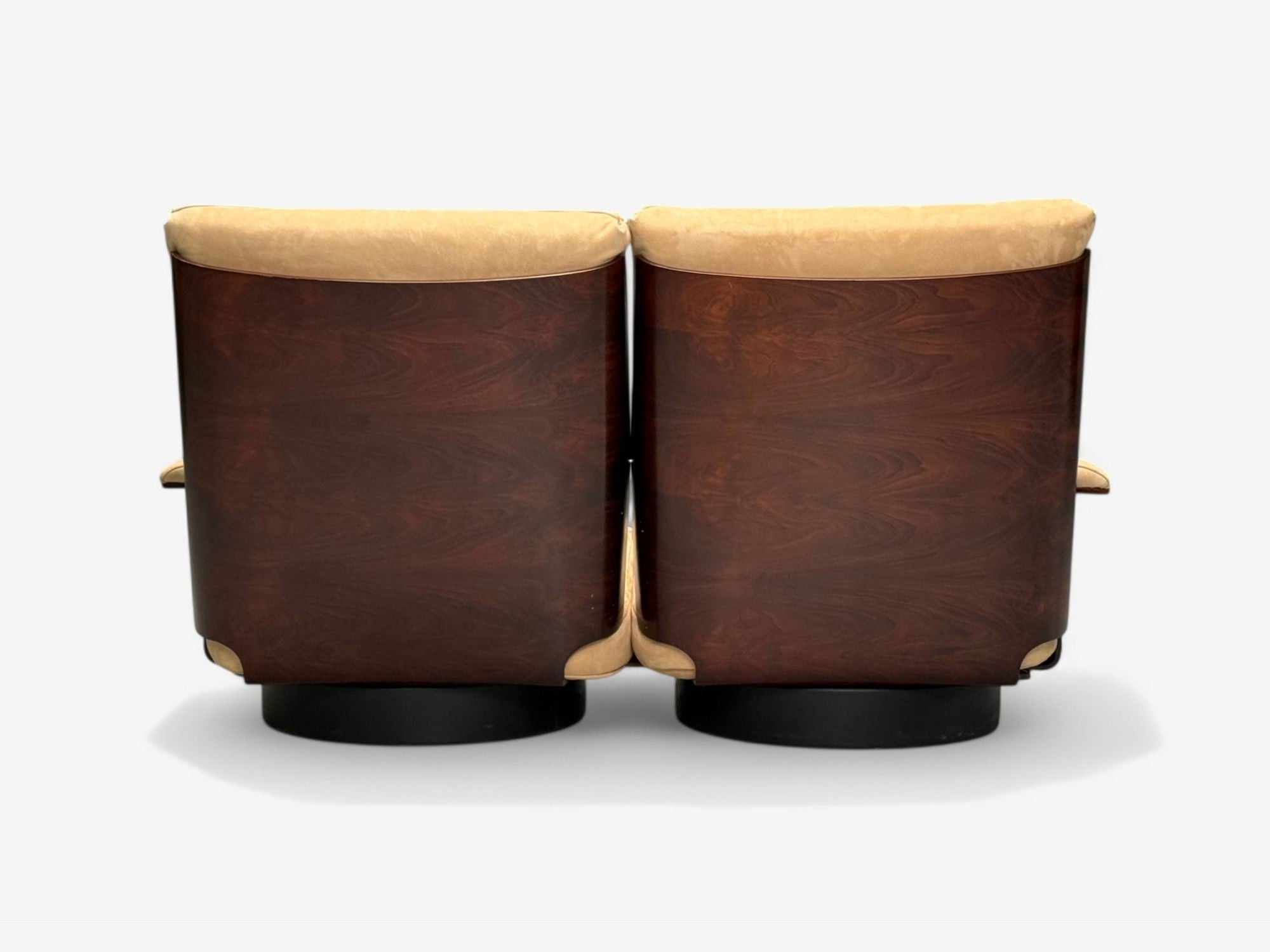 Bernard Brunier, French Mid-Century Modern, Rosewood, Suede, Settee, 1960s