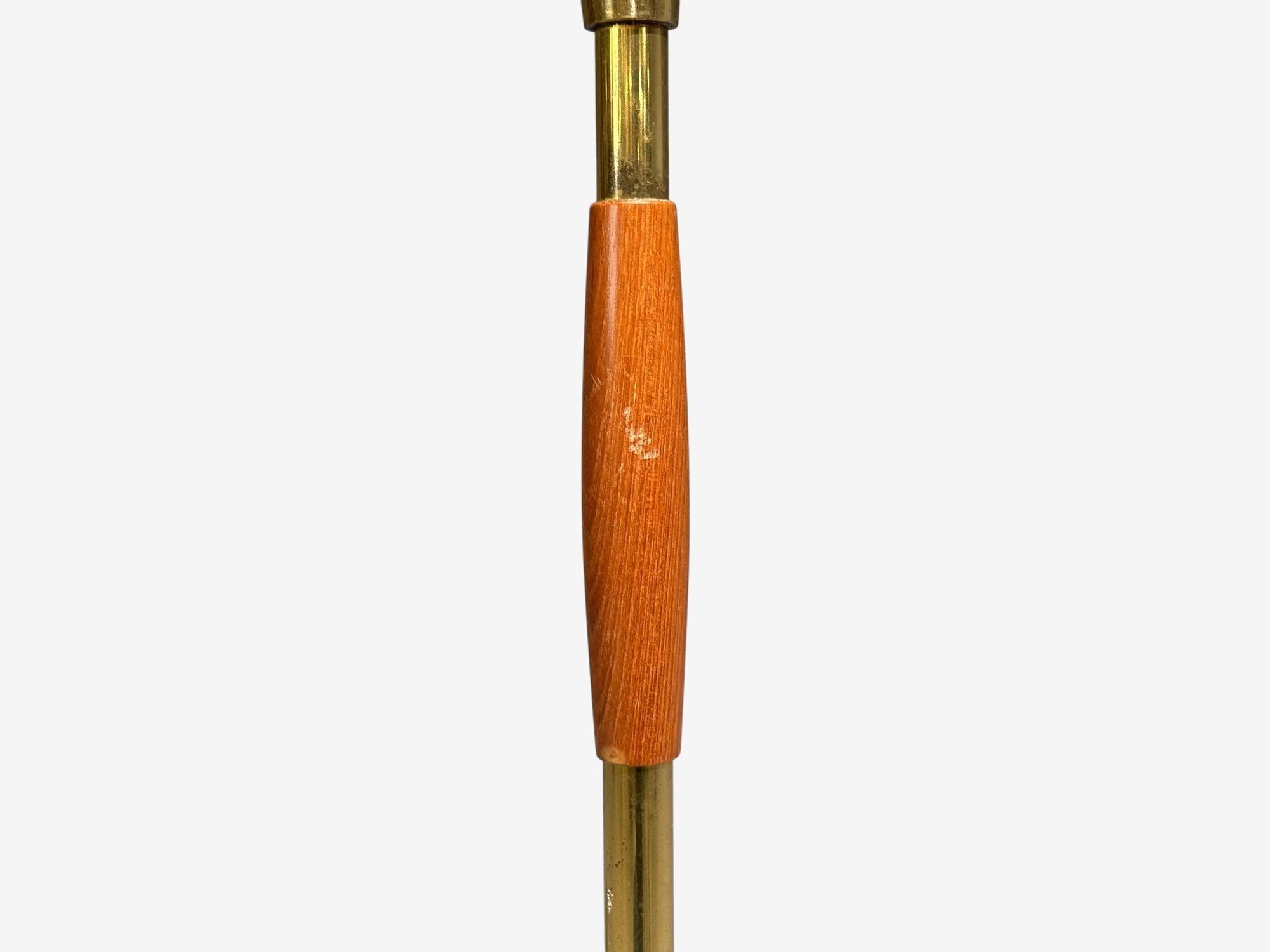 Swedish Modern, Adjustable Floor Lamp, Wood, Metal, Fabric, Sweden, 1950s