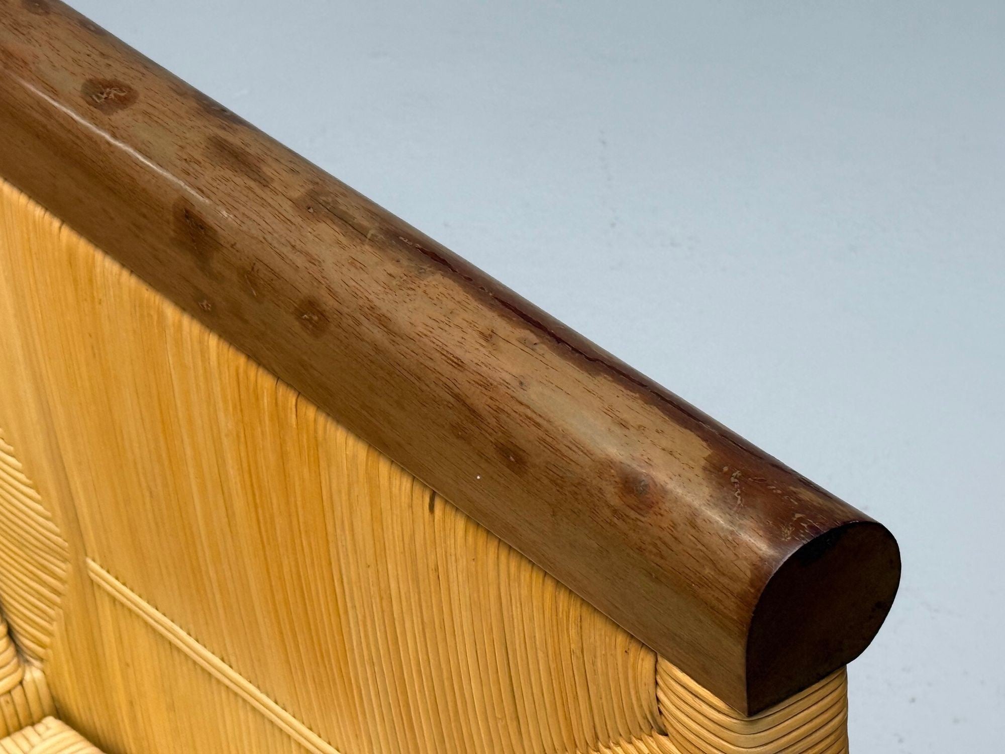 John Hutton, Donghia, Mahogany, Wicker Cane, Merbau Lounge Chairs, USA, 1995