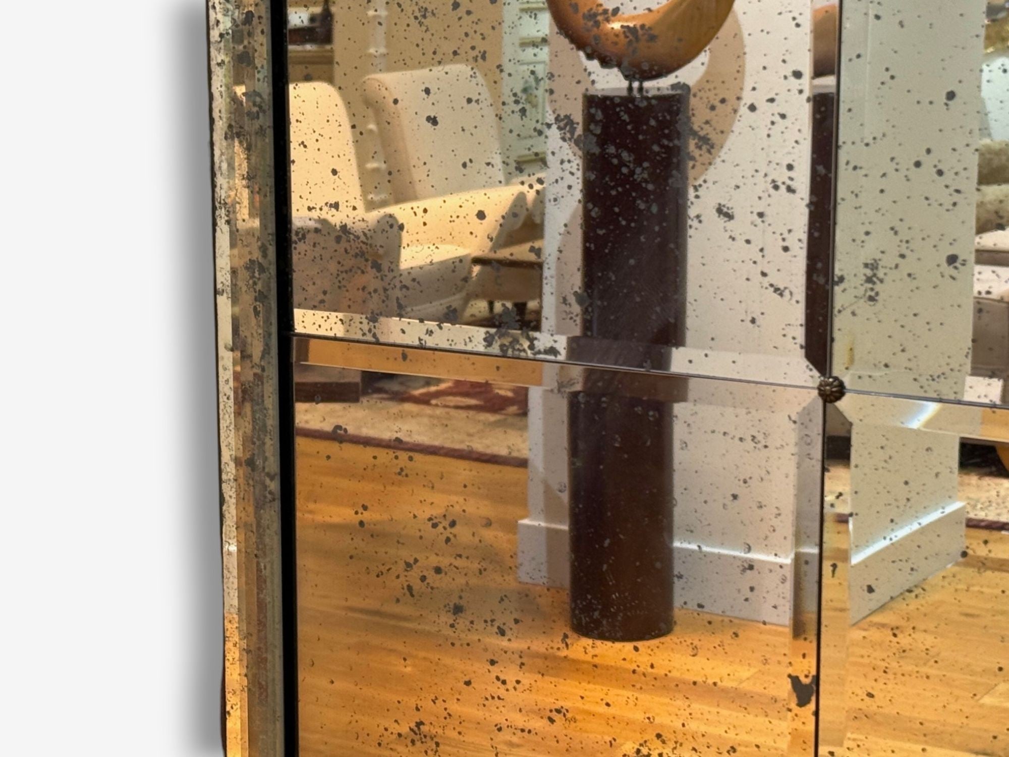 Art Deco Style, Antique Glass, Distressed Mirror, Room Divider, USA, 20th C.