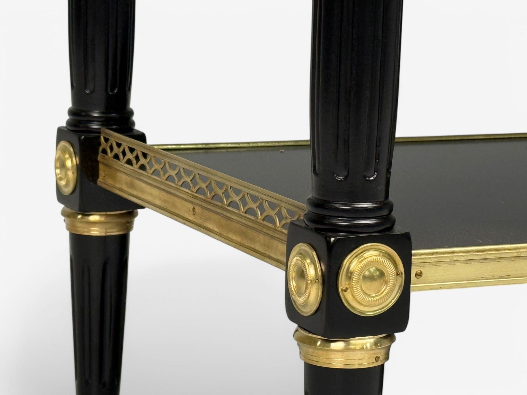 Maison Jansen attr, Hollywood Regency, Satin Black Mahogany, Large Console Table