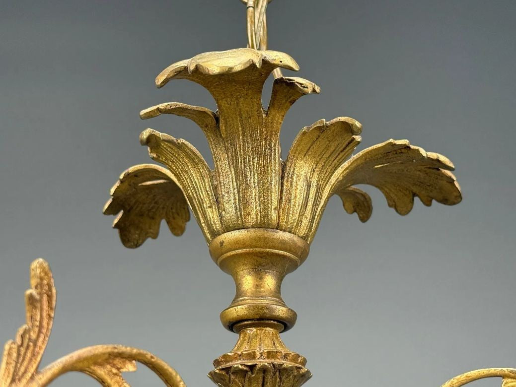 Rococo Style, Leaf and Vine Chandelier, Dore Bronze, Italy, 1920s