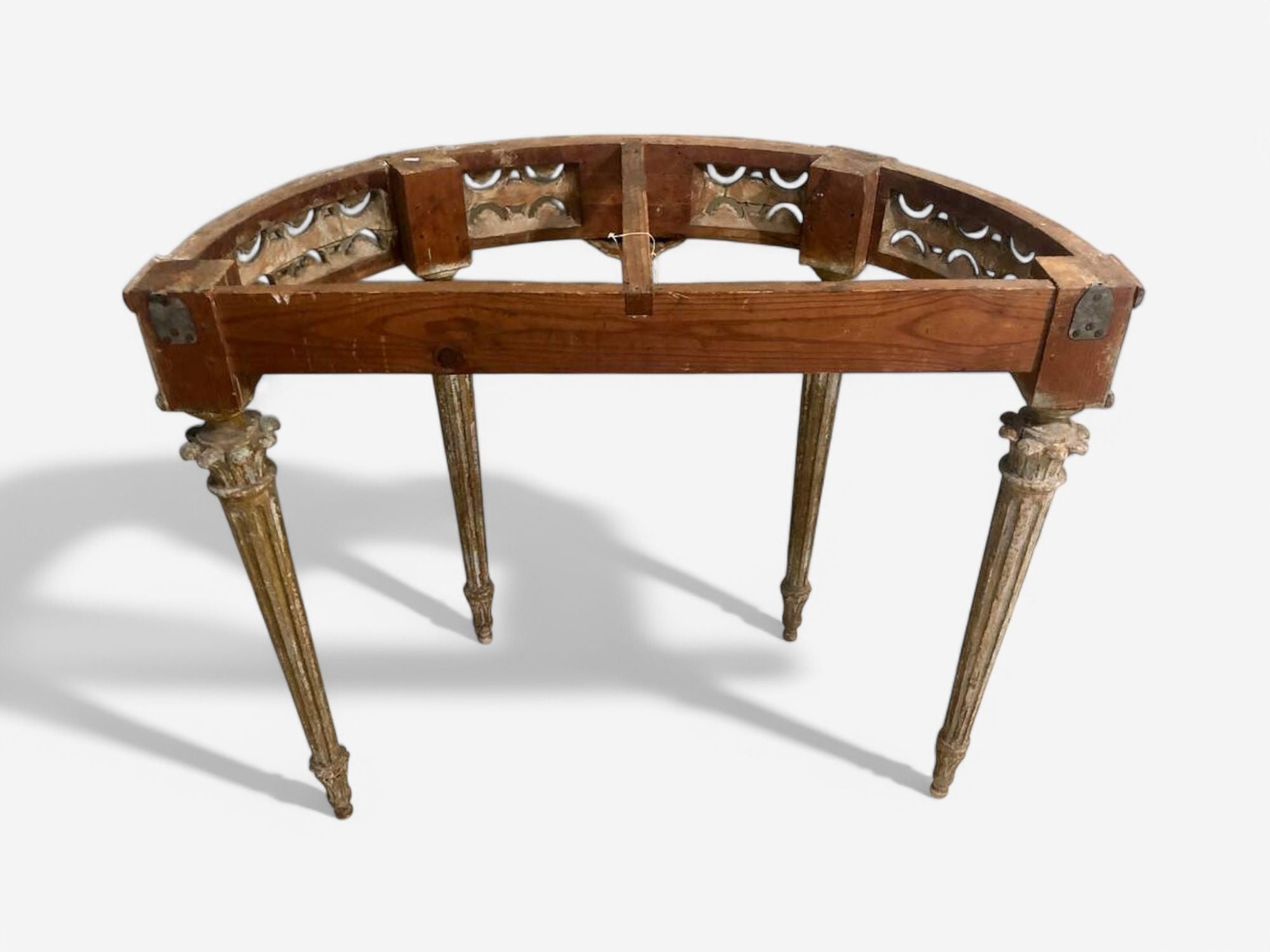 Gustavian, Louis XI, Painted Wood, Marble, Demilune Console Table, France, 1780