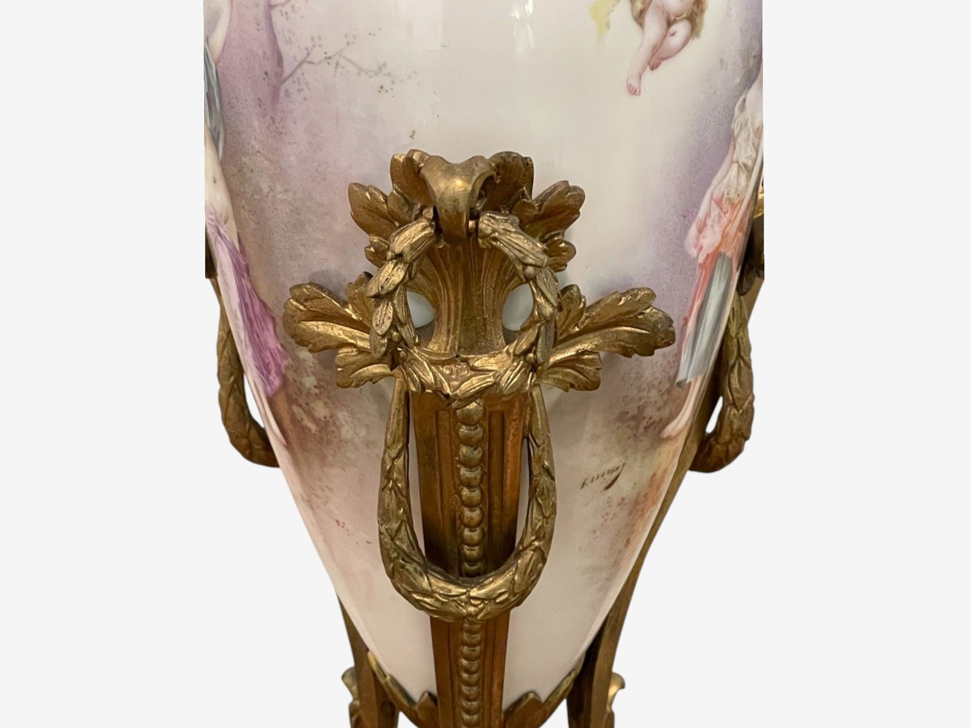 Sevres Style, Porcelain, Bronze, Urn with Allegory Scene of Nude Woman, 1930s