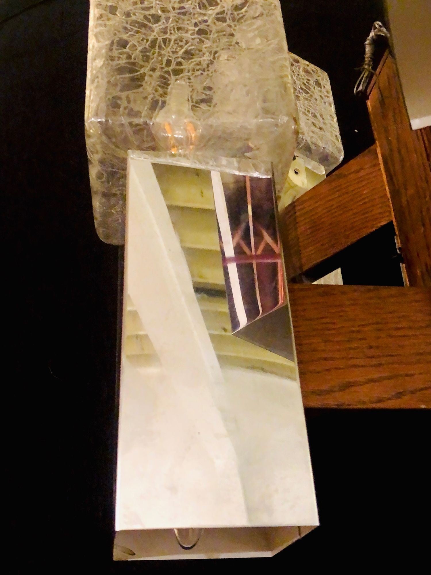 Art Deco Style Glass and Burl Wood Chandelier with 12 Lights and 2 Tier