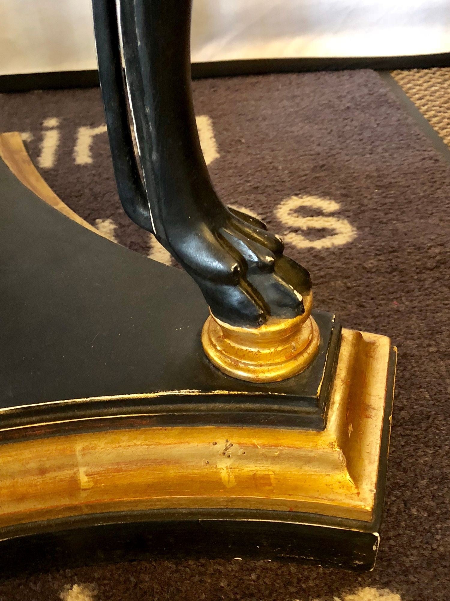 Ebony and Gilt Marble Top Octagonal Shaped Centre or End Table or Pedestal