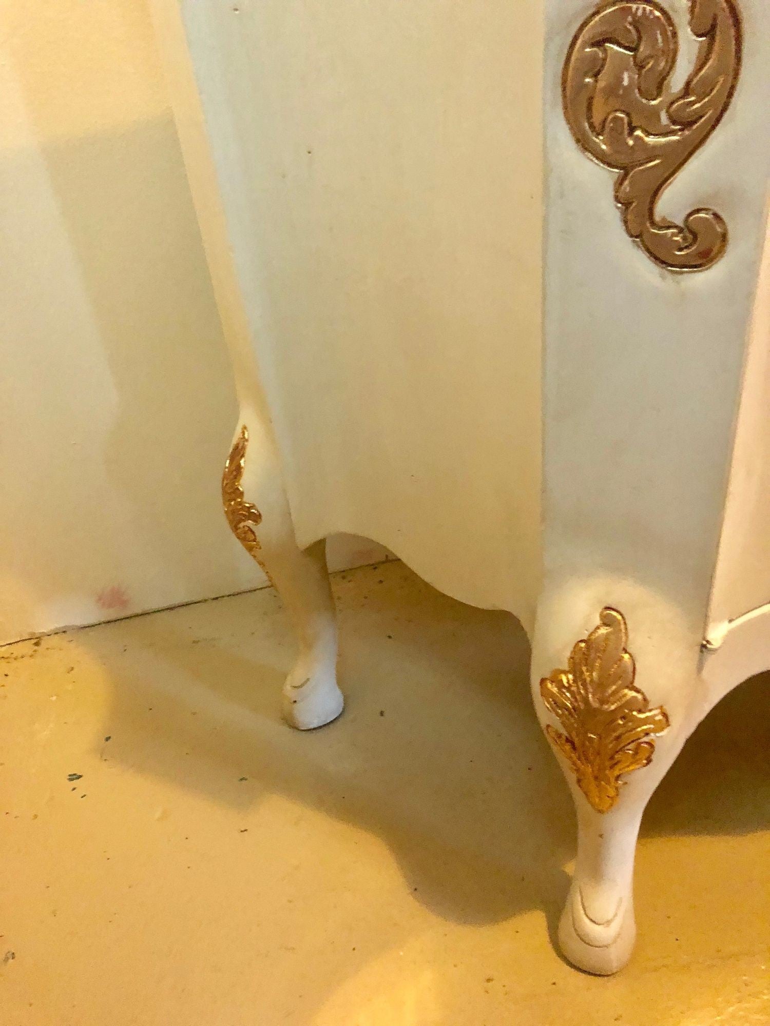 Louis XV Style Parcel-Gilt and Paint Decorated Two-Door Cabinet Server Sideboard