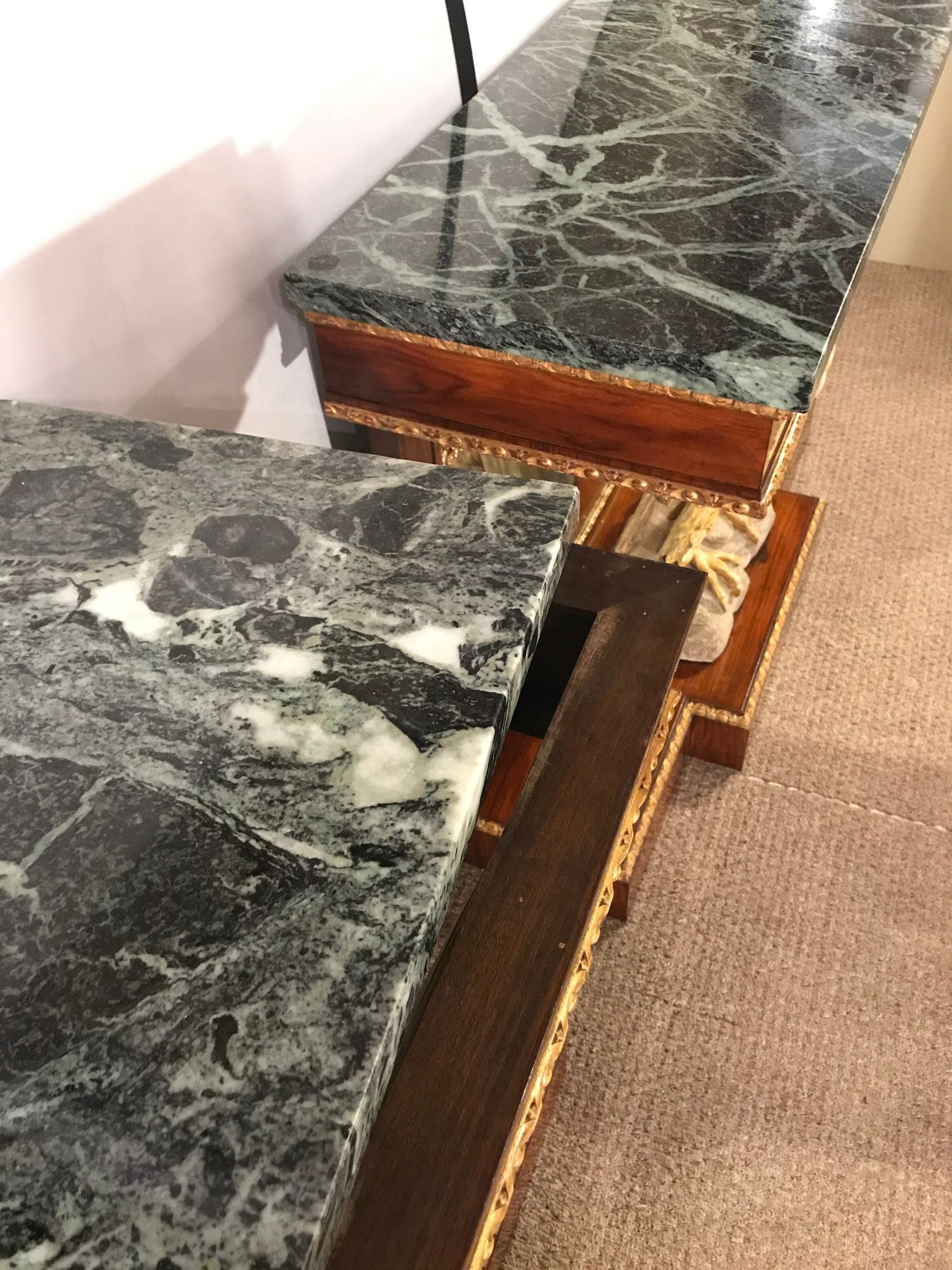 Pair of Monumental Federal Style Console Table with Carved Opposing Eagles