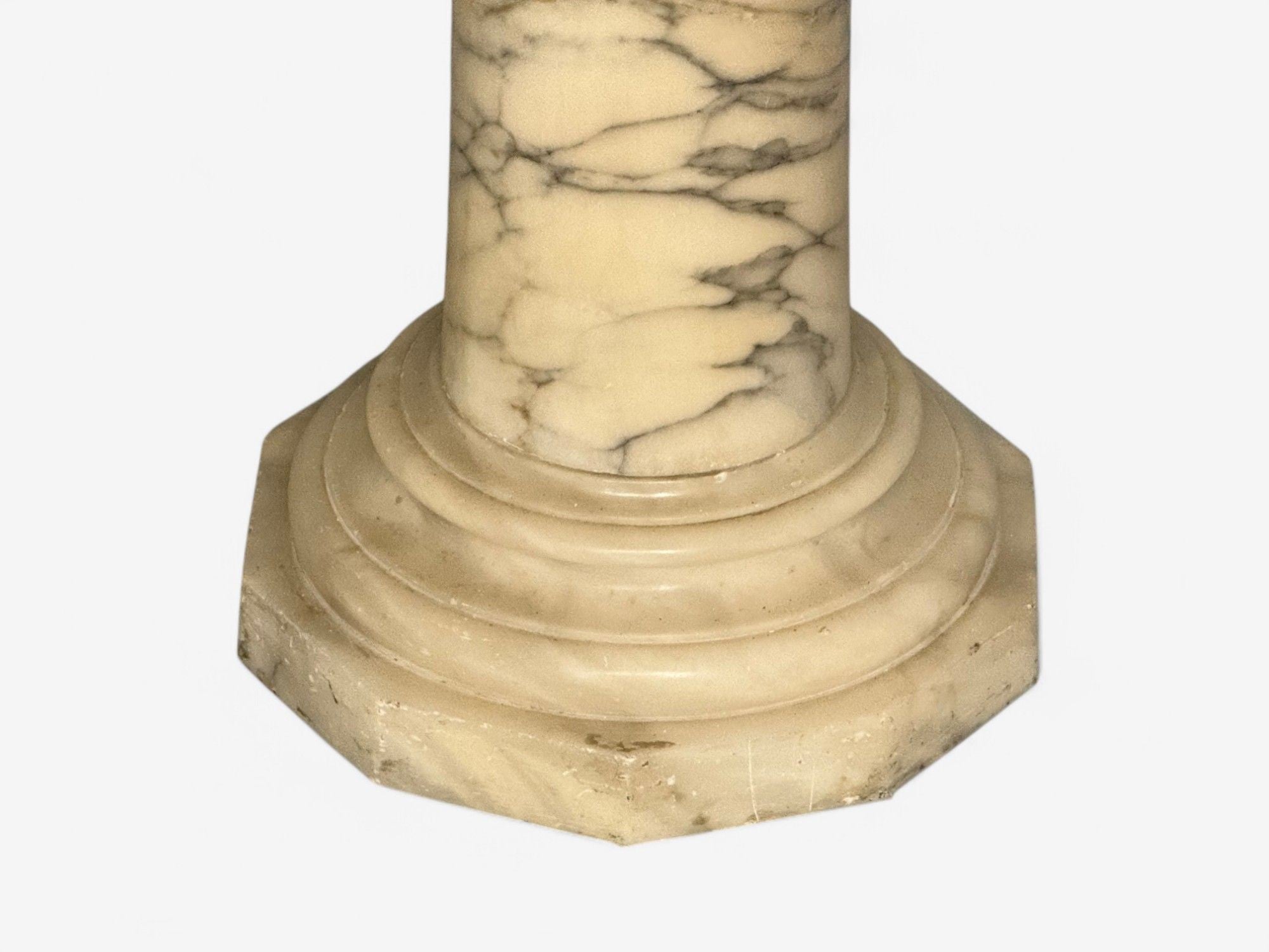 Neoclassical, Winged Angel On Pillow, Alabaster Statue on Pedestal, Italy, 1920s