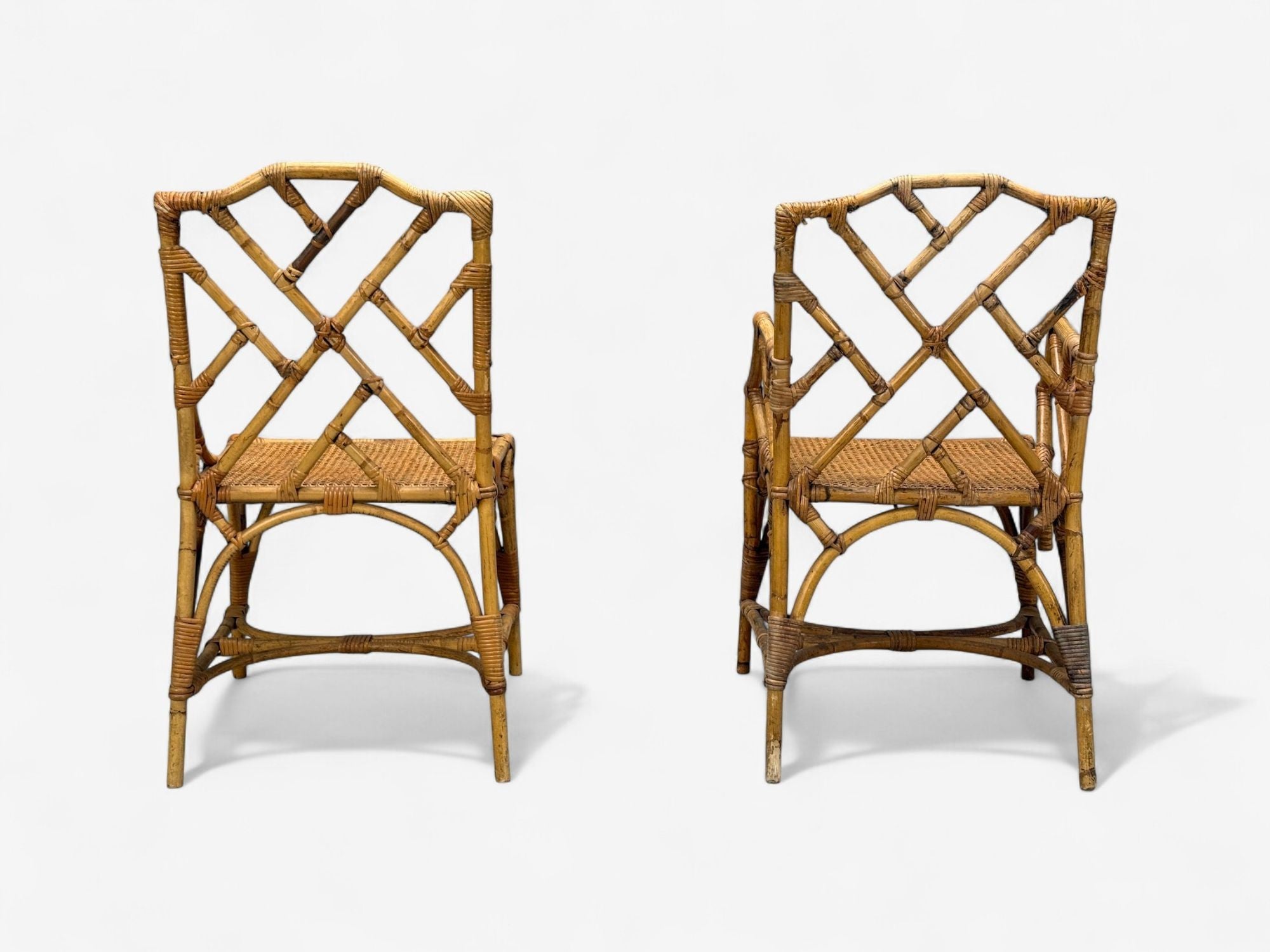 Dal Vera, Italian Modern, Bamboo, Cane, Six Dining Chairs, Italy, 1950s