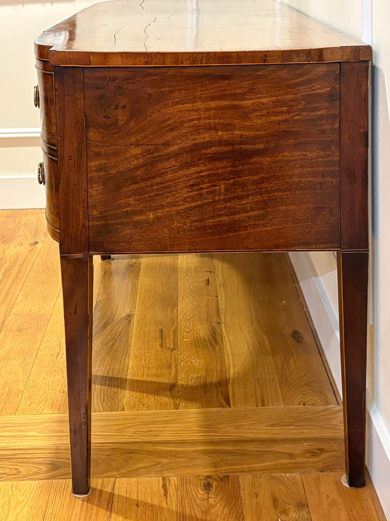 George lll, Mahogany, Inlaid Wood, Satinwood, Brass, Sideboard, England, 18th/19th C.
