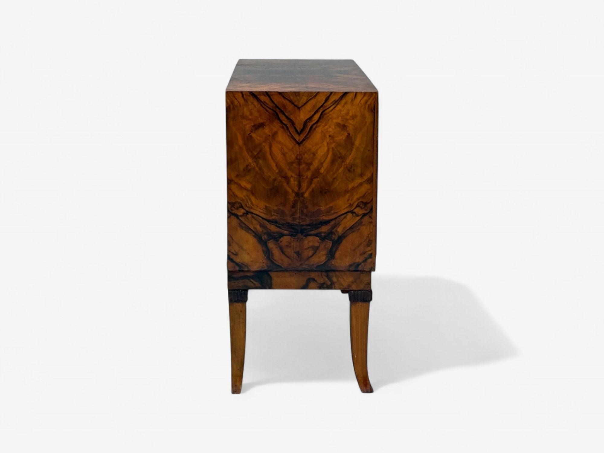 Emilio Lancia attr., Italian Modern, Walnut Root, Brass, Commode, Italy, 1930s